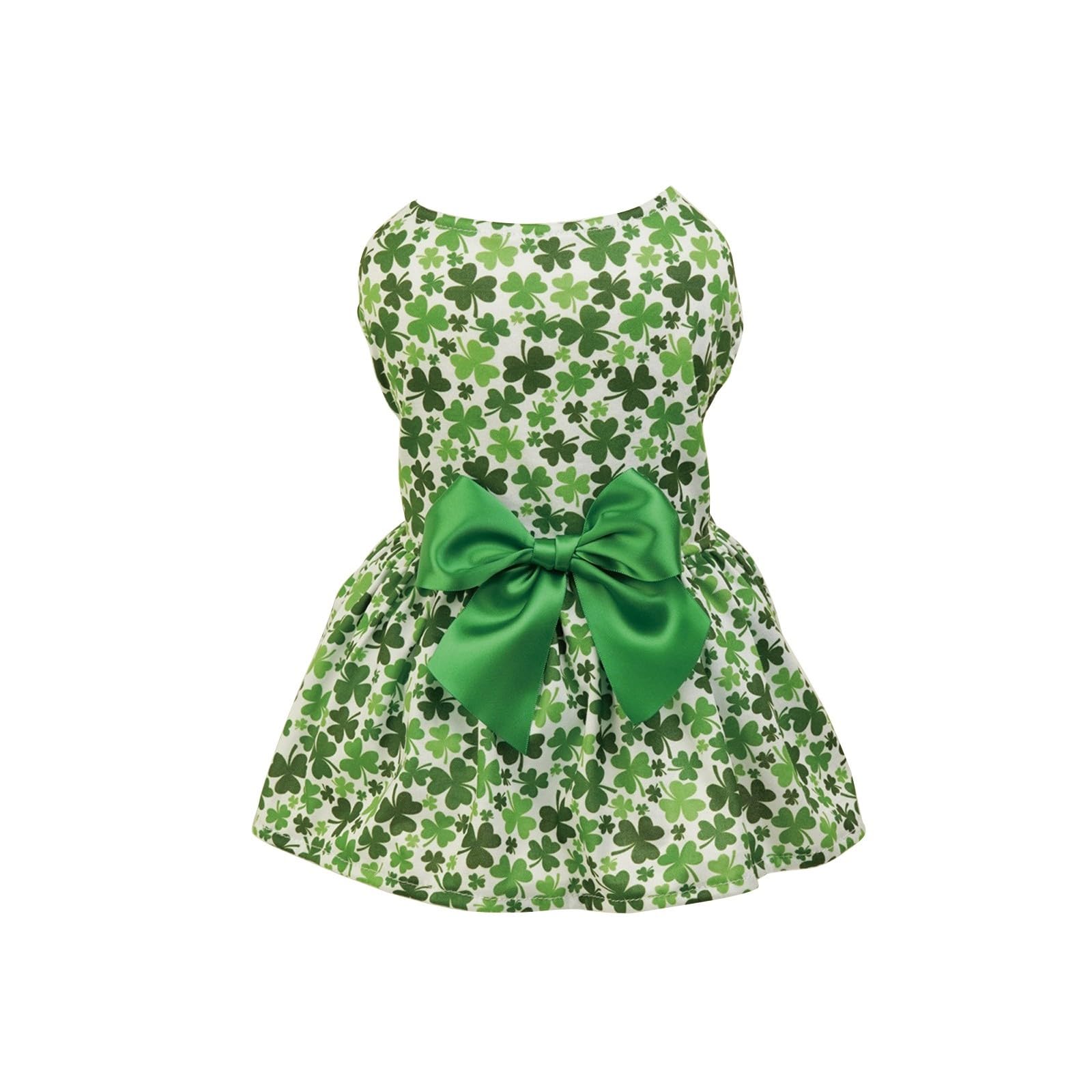 St. Patrick's Day Dog Green Dress for Small Dogs Girl,Four Leaf Outfits Skirt Dog,Puppy Dresses Clover Clothes,Pet Puppy Shirt,Cat Clothes Costume with Bow Female (A, XL)