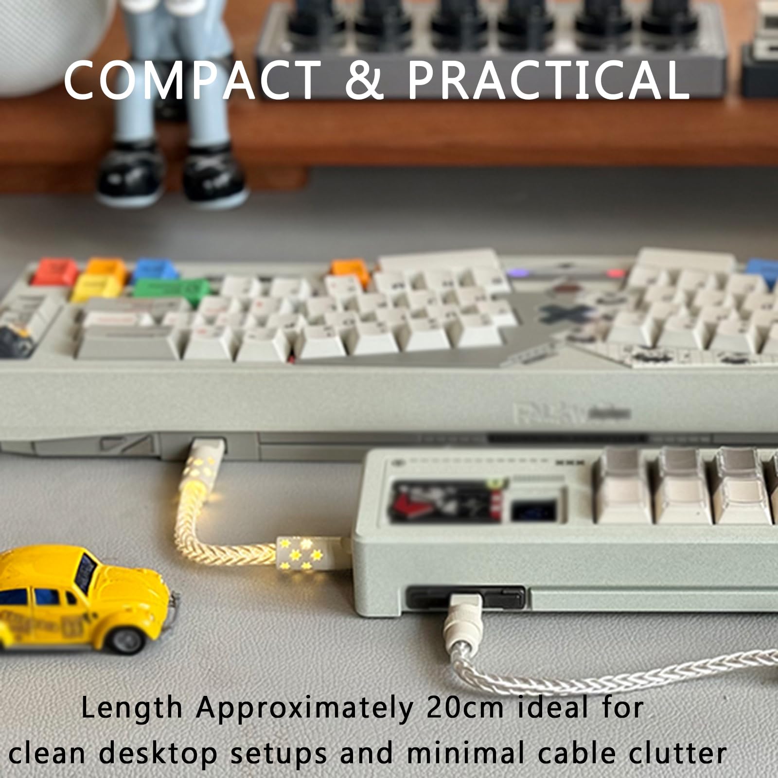 Krótki kabel 10 cm, USB 2.0 typu C do typu C, złącze Pad do transmisji danych klawiatury, do klawiatury.