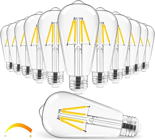 Miniatura 7 de Hizashi - Bombillas LED Edison de estilo vintage regulables, 4W equivalente a 40W, 5000K luz diurna, bombillas LED con base E26, 450LM, alta