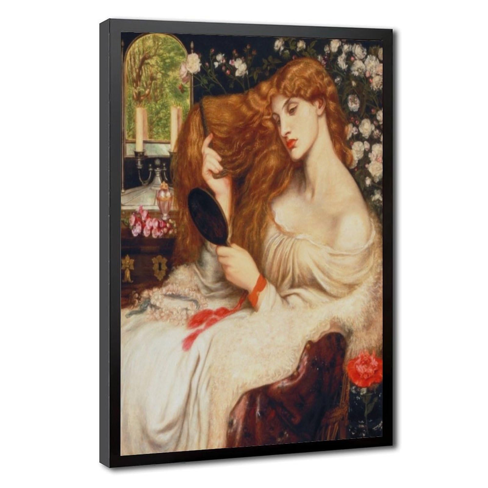 WCYB Lady Lilith by Dante Gabriel Rossetti Posters Prints Canvas Deco Paintings Wall Art Hangable Frame 16" L X 24" W