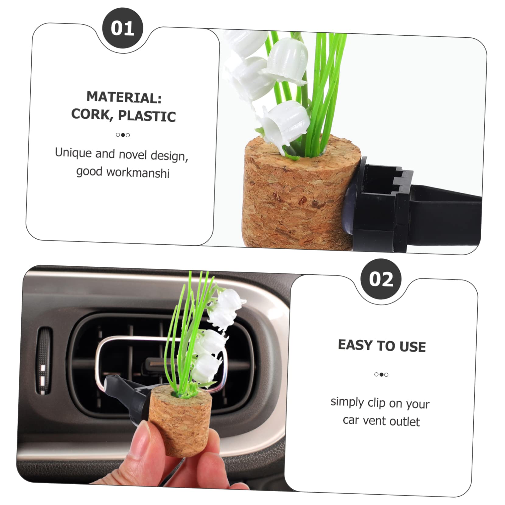 SOLUSTRE 5pezzi Clip Per Diffusore Di Aromi Per Auto Decorazione Ventilazione Creativa Con Piante Grasse Facile Da Installare Per Casa e Ufficio Materiale Resistente e Duraturo Design
