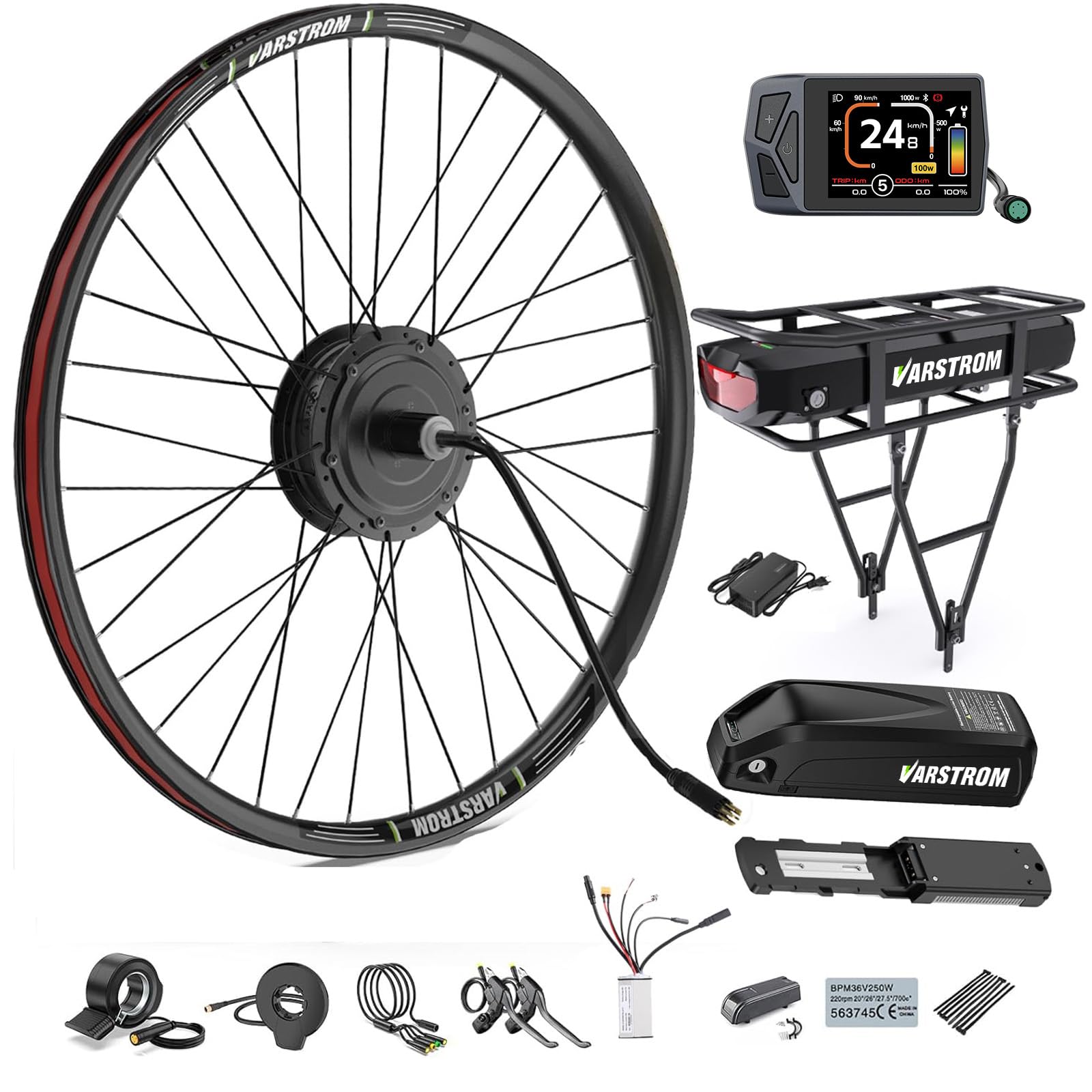 BAFANG G020 G0900 Ebike Kit Moteur Roue Arriere 48V avec Batterie Optionnelle et Écran LCD pour Vélo 26'' 27,5'' 28'' 700C, Hub Rear Moteur Kit - Version Cassette Frein à Disque avec Old 135-142 MM
