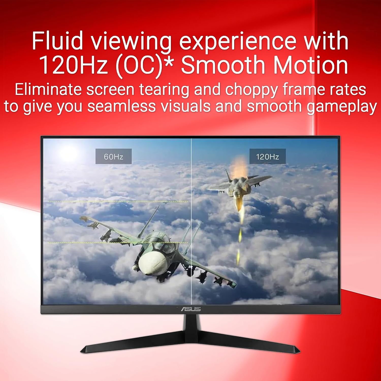 ASUS 24" IPS Gaming Office Monitor, FHD 1080P, 120Hz, 1ms, LED Backlight, Adaptive-Sync, Low Blue Light, Eye Care, VESA Mountable, HDMI, VGA, Tilt Adjustment, Black