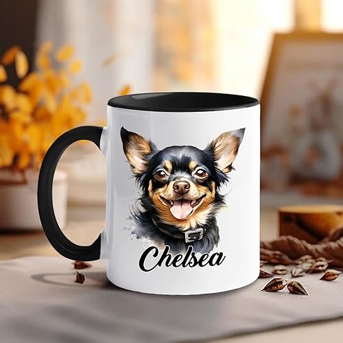 Vista 130 de Taza de café con nombre personalizado de pastor alemán, 11 15 onzas, taza de cerámica blanca de pastor alemán personalizado, regalos para hombres