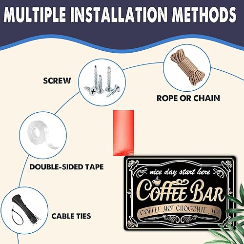 Miniatura 3 de Letreros de barra de café para estación Letrero de té de chocolate caliente con café, letrero de metal vintage para cafetería, bar, cocina,