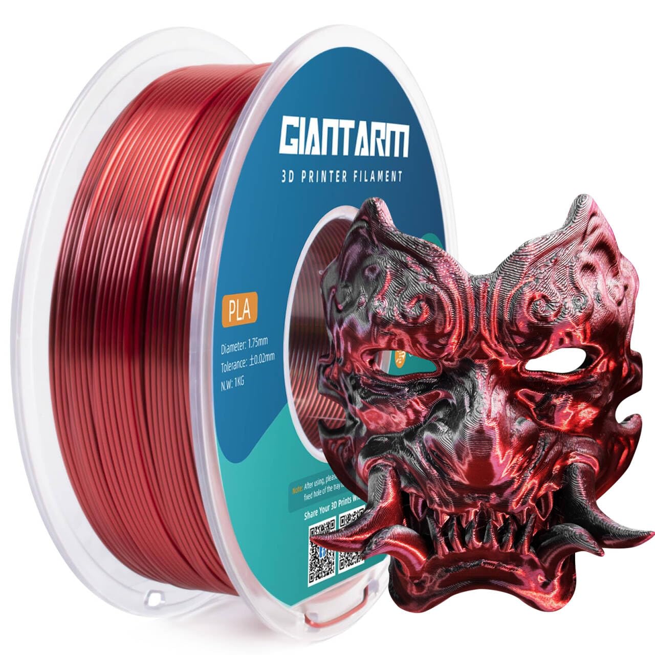 GIANTARM Silk PLA Filament 1.75mm,Dual Color PLA Red Black 1KG