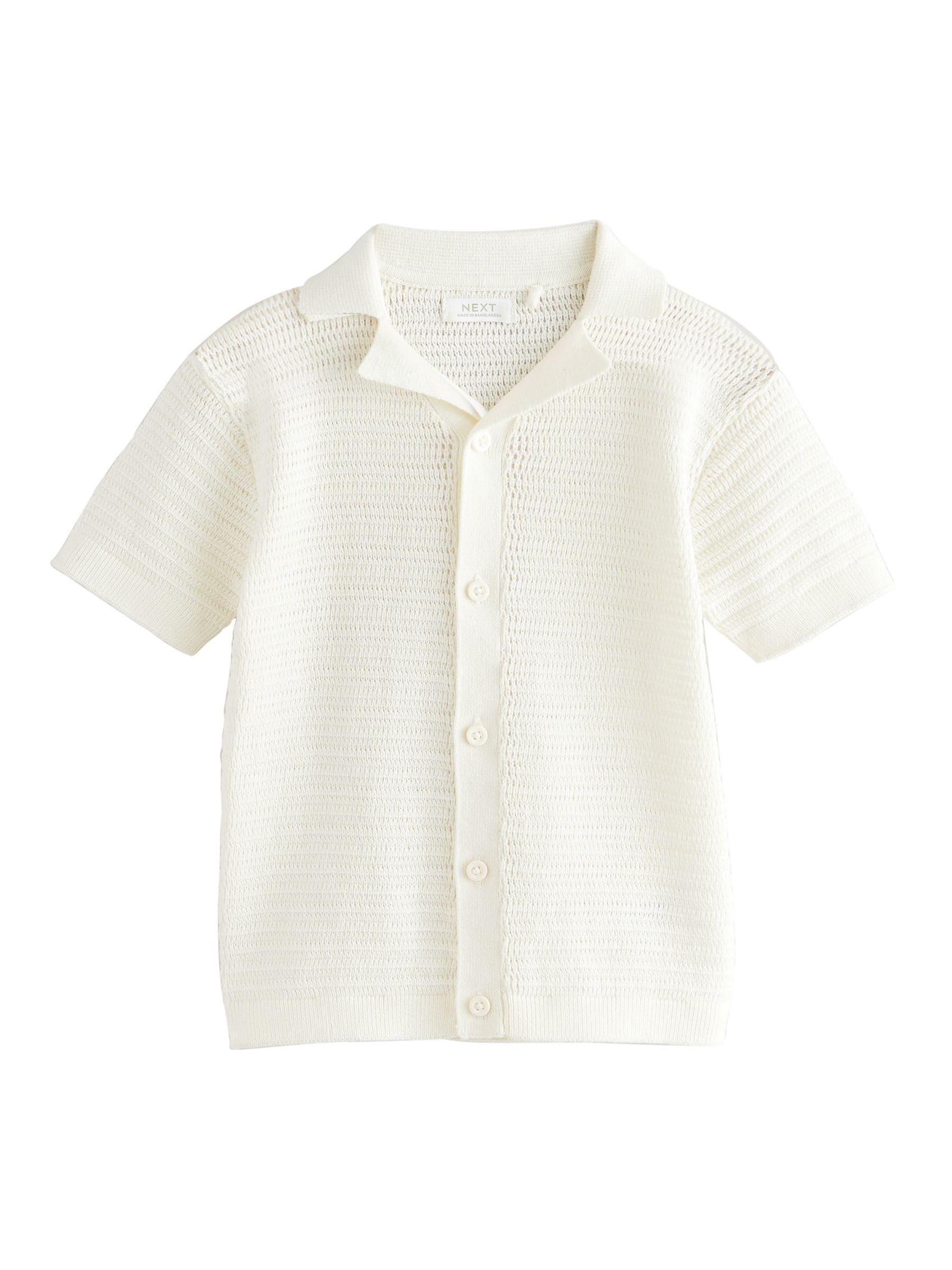 NEXT Garçon Polo en Maille 100% Coton à Manches Courtes texturé et col à Revers