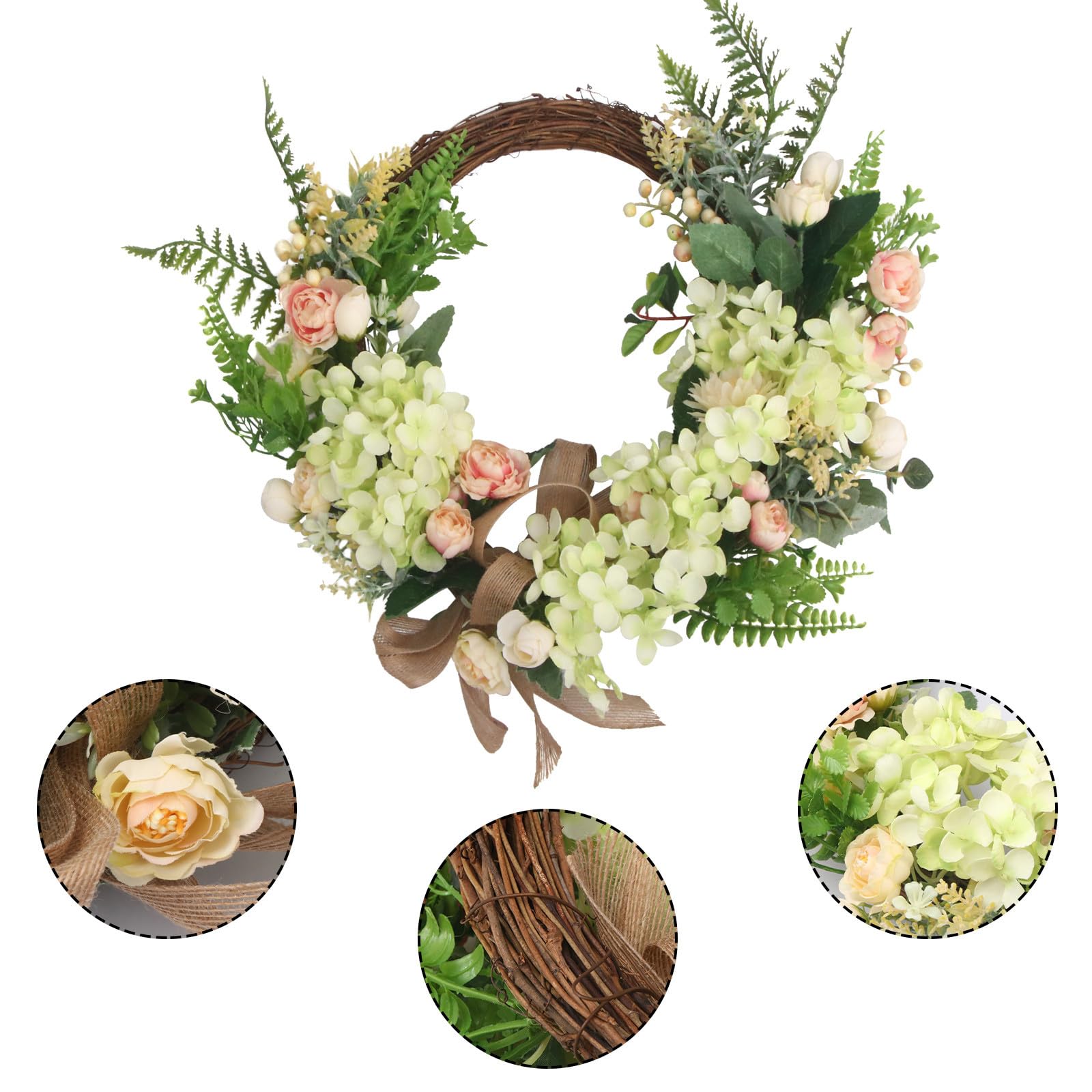 Künstlicher Türkranz aus Eisen und Kunststoff Elegante Blumen Girlande als Wand und Party Dekoration für Zuhause und Festlichkeiten