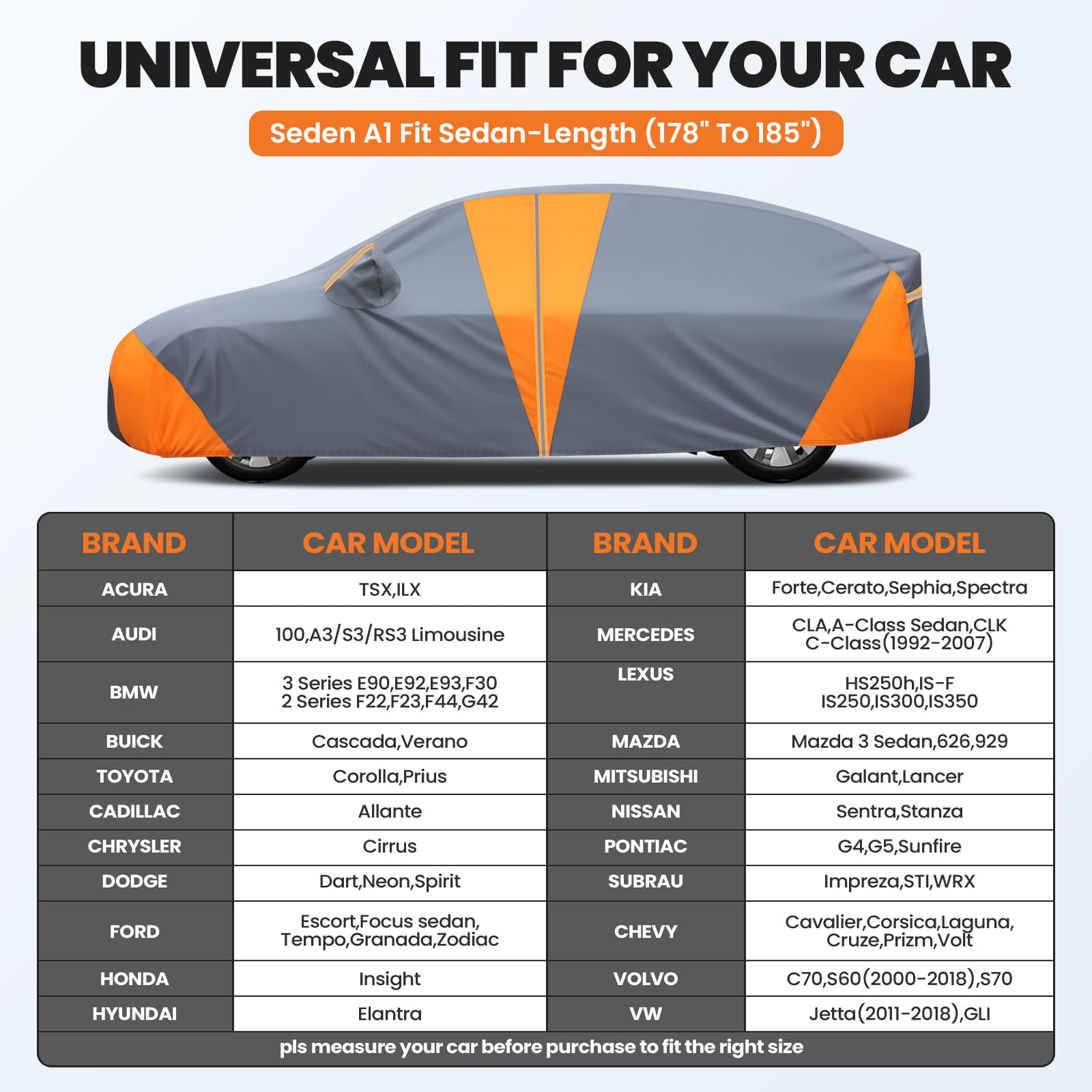 420d Sedan Car Cover Fits for Toyota Corolla Honda Civic Nissan Sentra Mazda 3 Accessories Waterproof All Weather — view 6