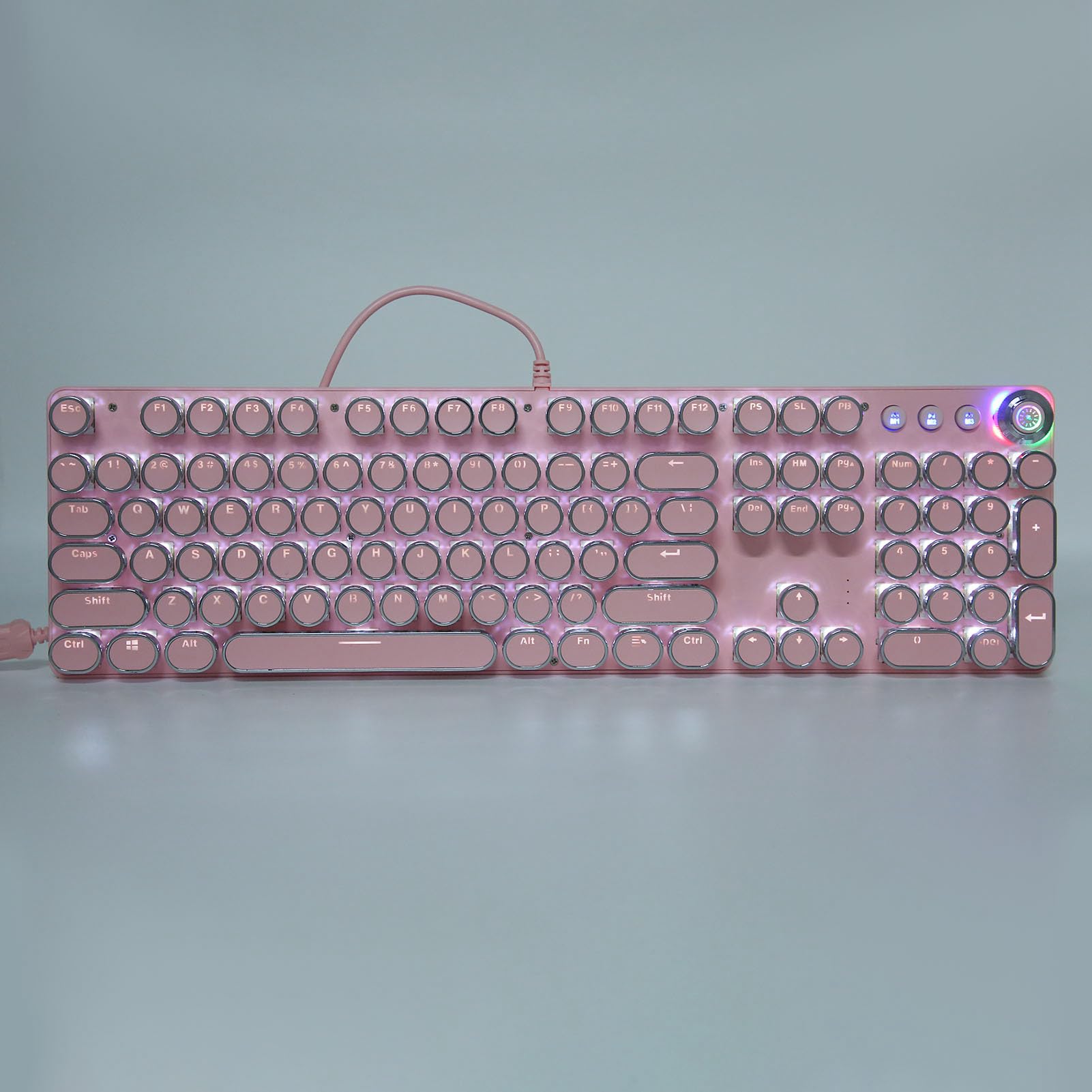 Tastiera Meccanica 104 Tasti Albero Meccanico Reale Interruttore Blu Gaming per Appassionati di Giochi per PC Pannello da Disegno in Metallo ABS (902-7 Punk rosa)