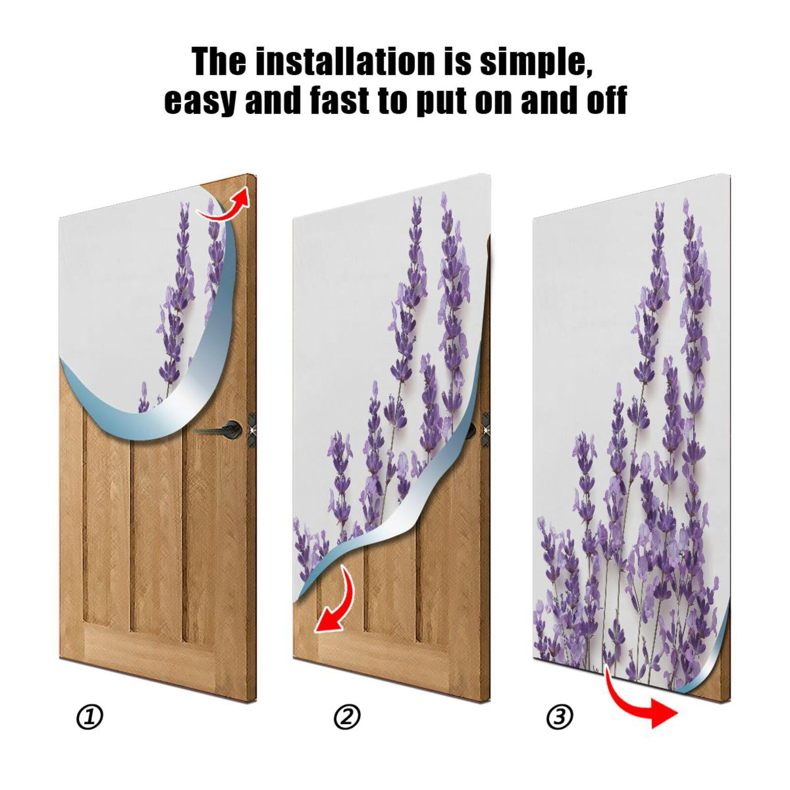 FLildon Lavender Flowers Violet Door Cover Decoration, Party Accessory Porch Decor for Festive Ornament Room Door Covers 36 x 98 Inch