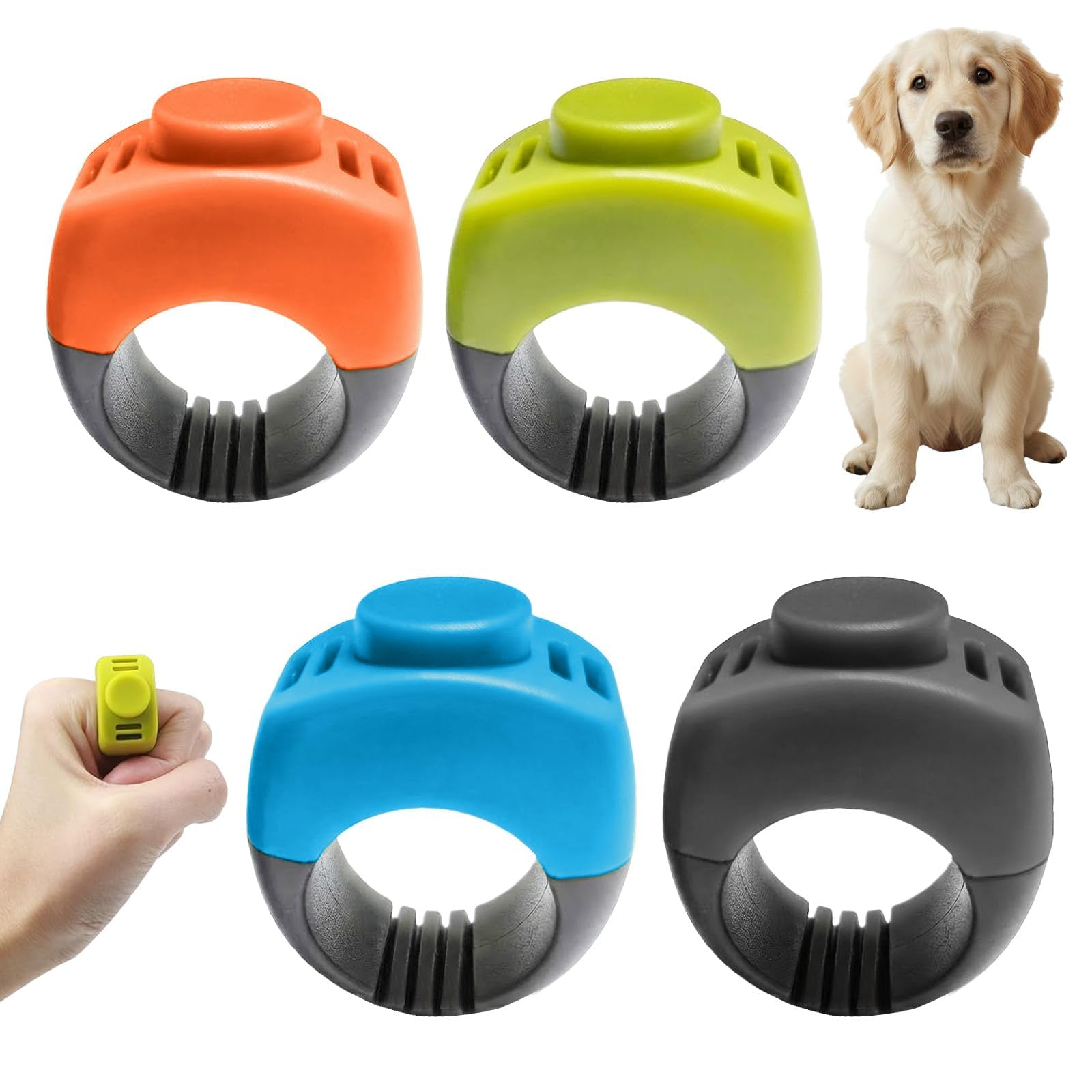 MCTNCT 4 Stück Klicker Hund (19mm/21mm) Finger Clicker, Praktisches Hundetraining Klicker Klicker Katze Clicker Hund für Hunde,Katzen und Pferdetraining,Rückruftraining