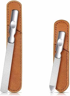 2 Professionelle Nagelfeilen aus Edelstahl - Beidseitig mit Grob/Fein-Körnung für Hände & Füße, Langlebiges Maniküre-Pediküre-Set für Natürliche & Künstliche Nägel