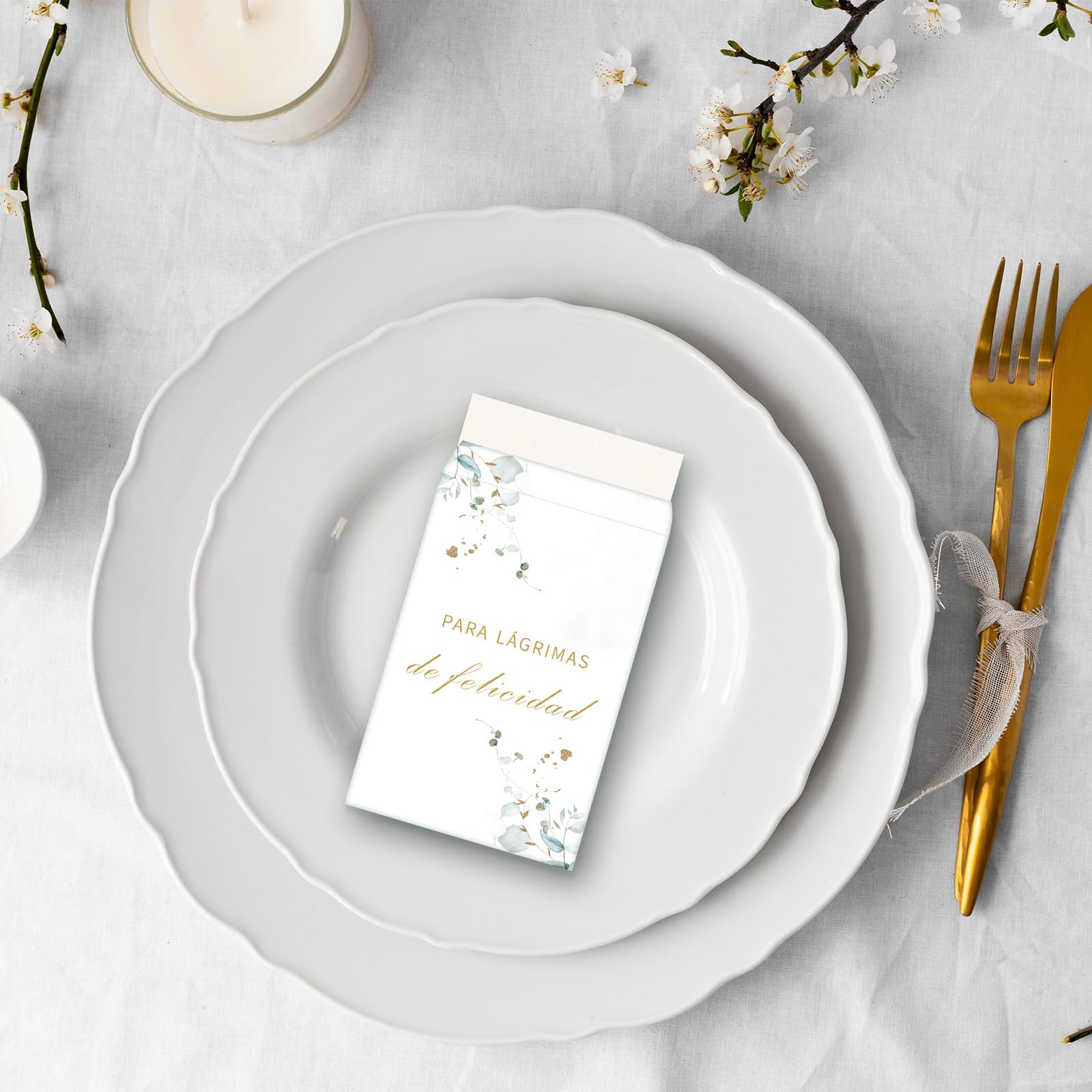 120 Pcs Lágrimas de Felicidad Boda Sobre para Pañuelos Detalles, Sobre para Pañuelos en Español para Bodas de Invitados, Detalles de Sobre de Toallas de Papel para Boda Fiesta (A)