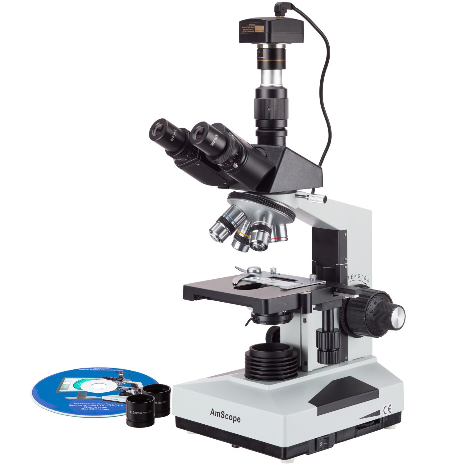 Amscope t490 a-3 m 40 x -1600 x Lab Clinic Vet Trinocular microscopio con 3 MP fotocamera