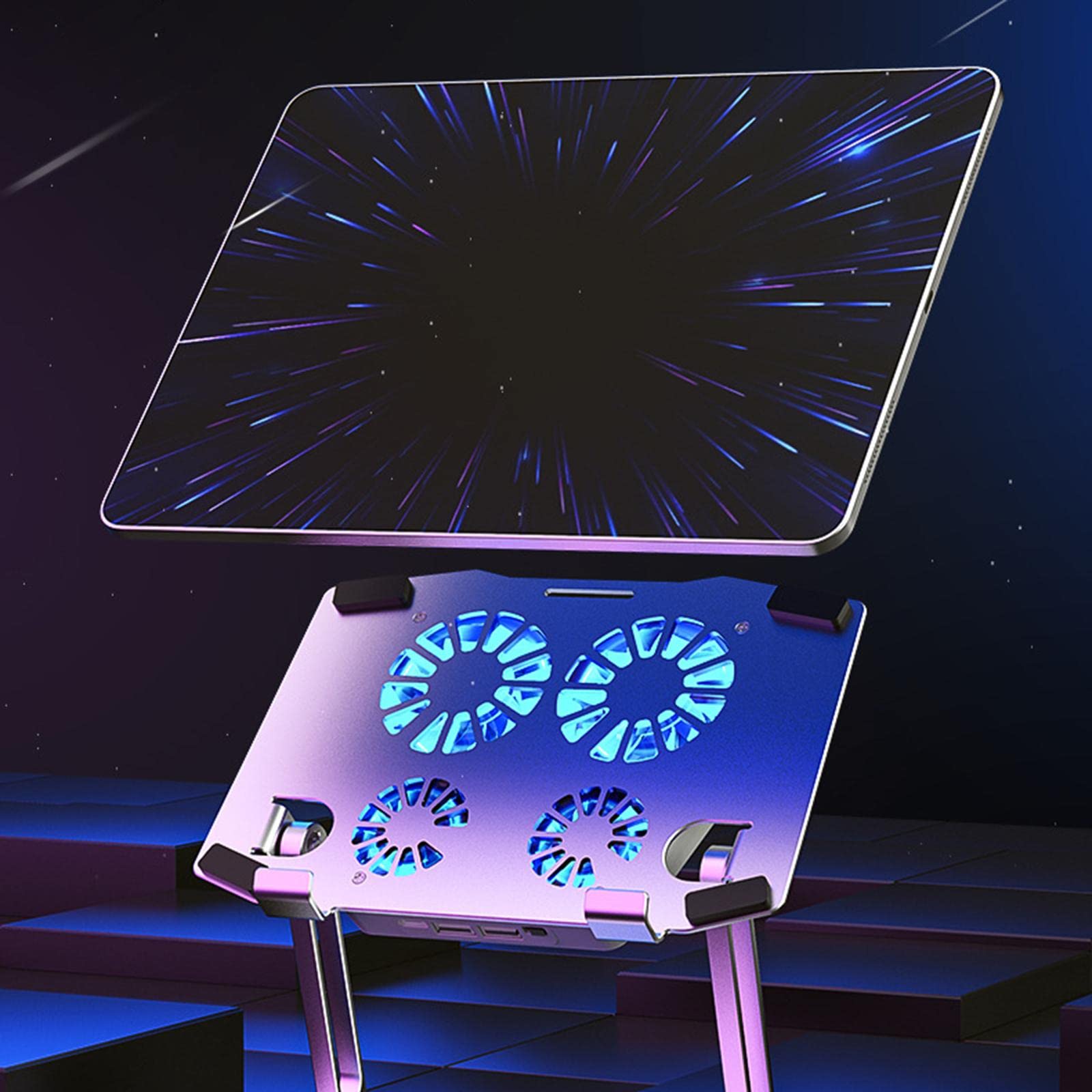 Supporto per Tablet con Ventola di Raffreddamento Supporto Regolabile in Lega di Alluminio per Scrivania di Casa