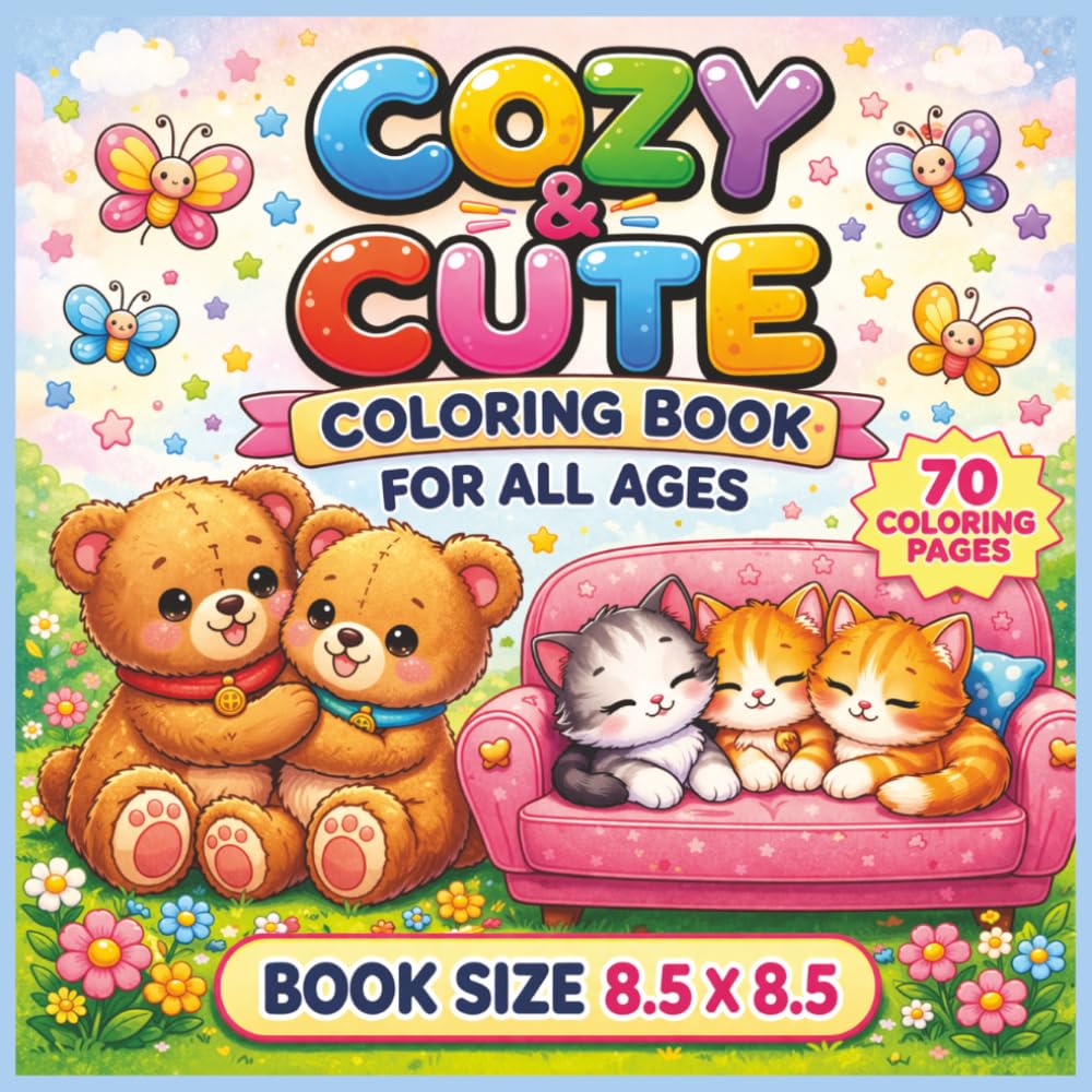 Cozy and Cute Coloring Book For All Ages: Bold and Easy Coloring Book Featuring Adorable Cozy Scenes, Cute Characters, Relaxing Moments and Everyday ... Adults and Seniors in a Large 8.5" x 8.5"