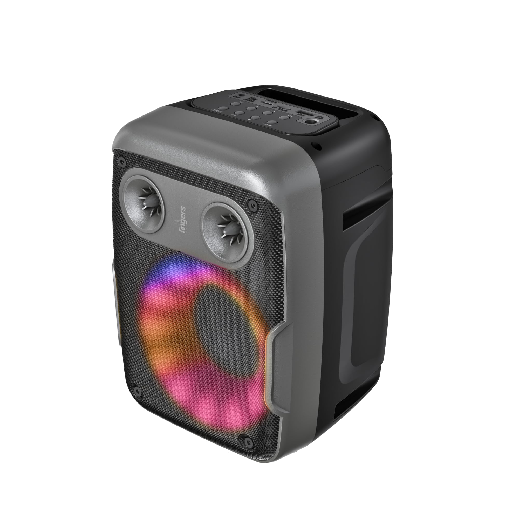 FINGERS HootBeats7 Compact Portable Speaker (Owl-inspired Design, RGB Lights, 6.35mm Mic Input for Karaoke, Multi-Point Pairing, Bluetooth | FM | USB | AUX | MicroSD, 7-hour Playtime) - Midnight Black-image-14