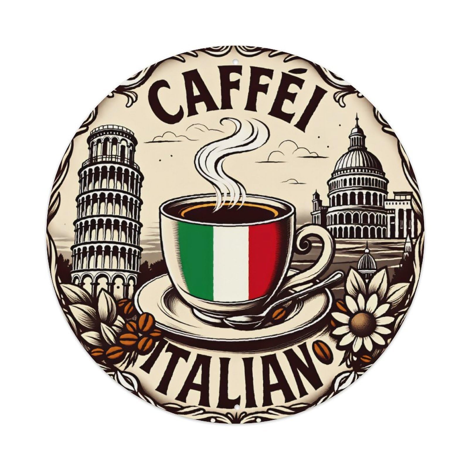 Italian Coffee Aluminium Sign 20x20cm