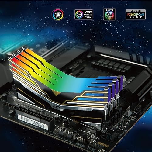 Miniatura 7 de OLOy DDR4 RAM 16GB (2x8GB) Warhawk Aura Sync RGB 3200 MHz CL16 1.35V 288-Pin Desktop Gaming UDIMM (MD4U0832160BCWDA)