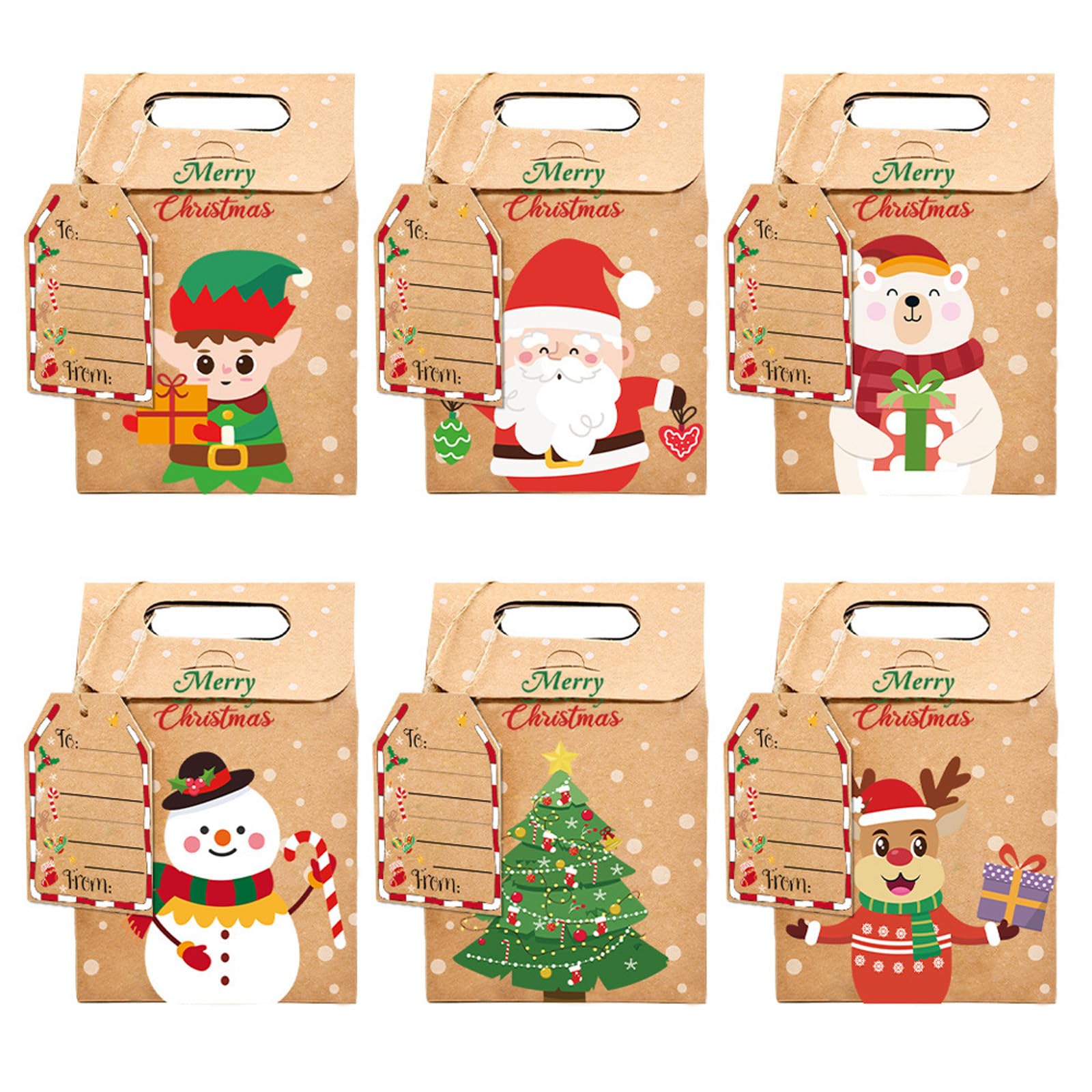 Tsophreniq 6PCS Christmas Paper Present Pouches Decorative Candy Packaging for Celebratory Incidents Field Glasses Packaging