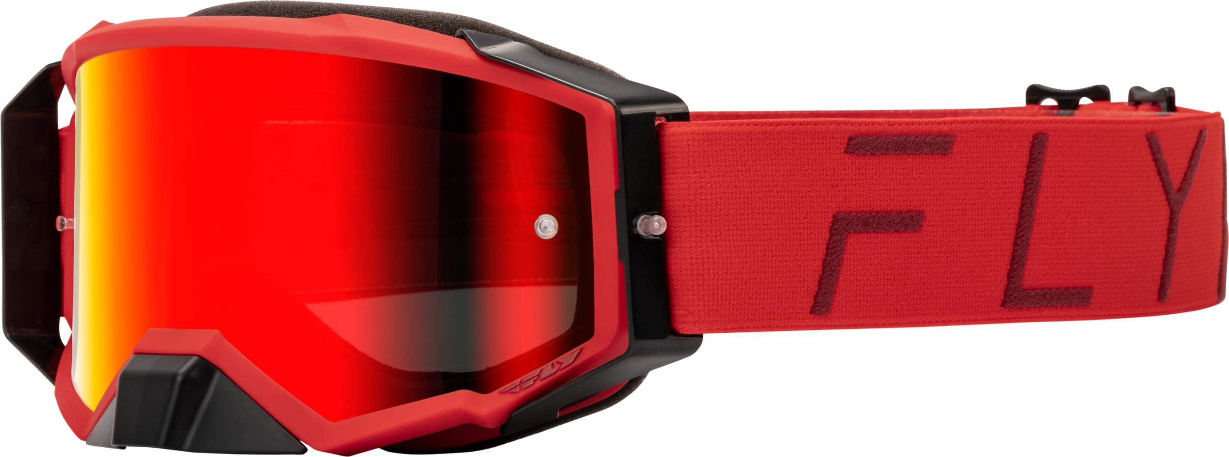 Fly Racing Zone Pro Adult Goggle (Red with Red Mirror/Smoke Lens, Adult)