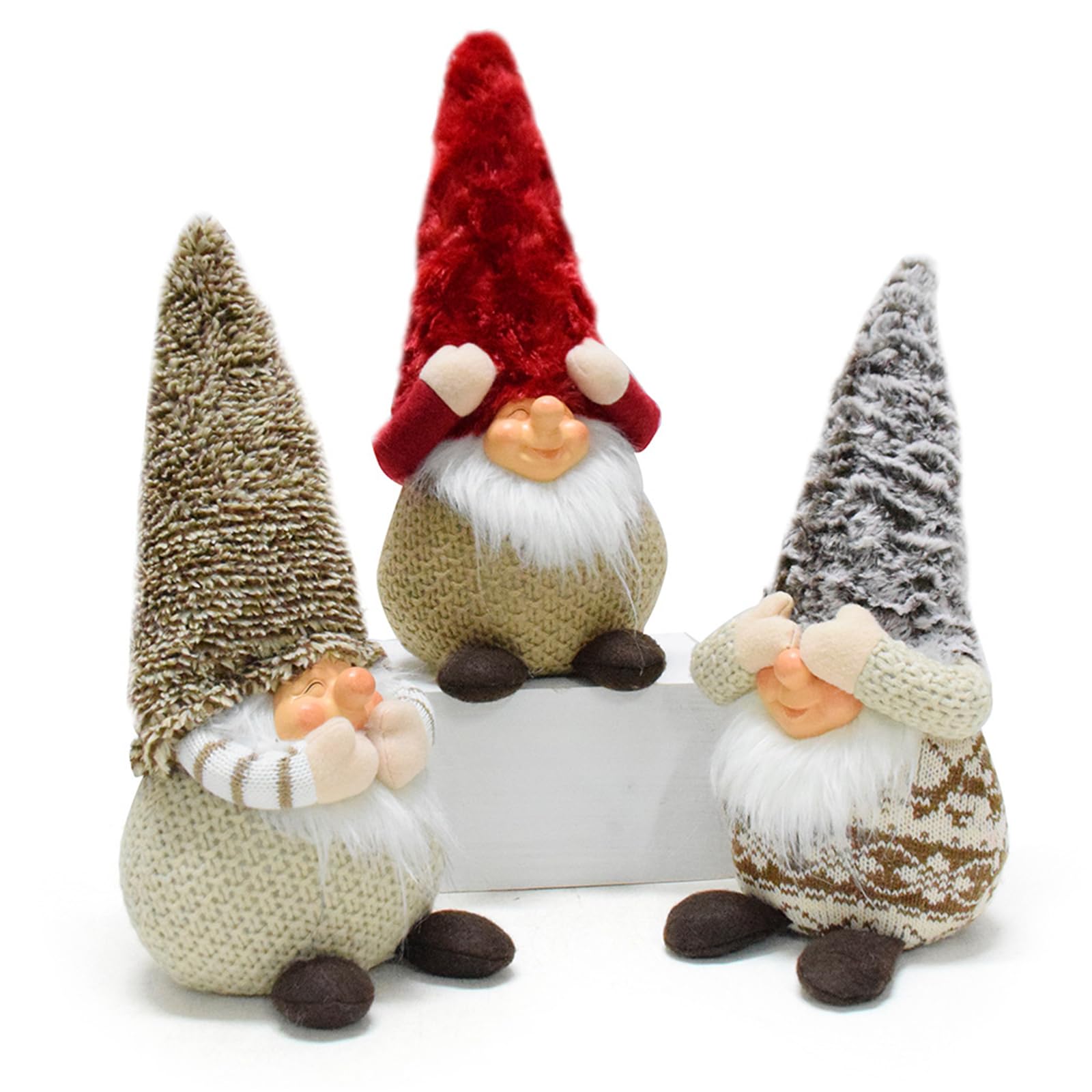 3 figuras de gnomos de Navidad para decoración del hogar, figuras de poliéster enanas hechas a mano para suministros de fiesta de oficina
