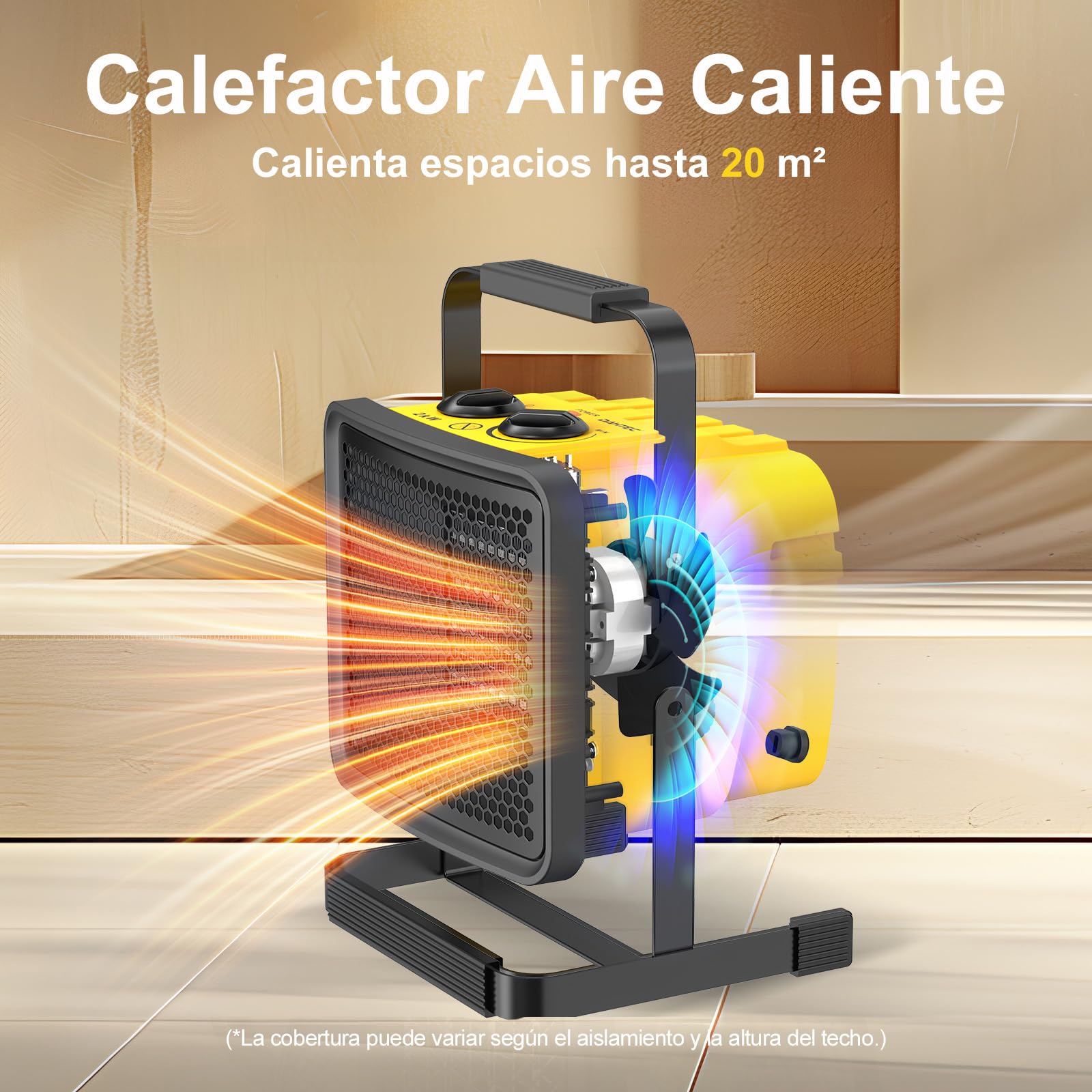 Calefactor Cerámico 2000 W, Eléctrico, 30°, Hasta 20 m²