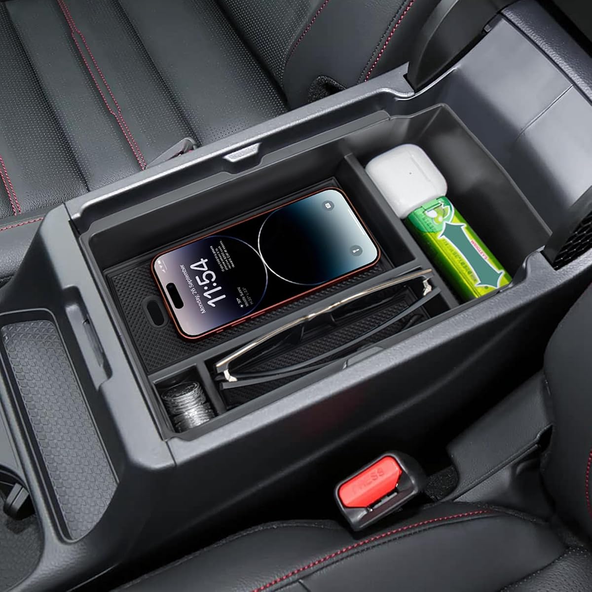 Center Console Organizer Compatible with 2026 2025 2024 2023 Honda CRV Armrest Storage Box Coin and Glass Holder ABS Plastic Insert Secondary Storage Interior Accessories
