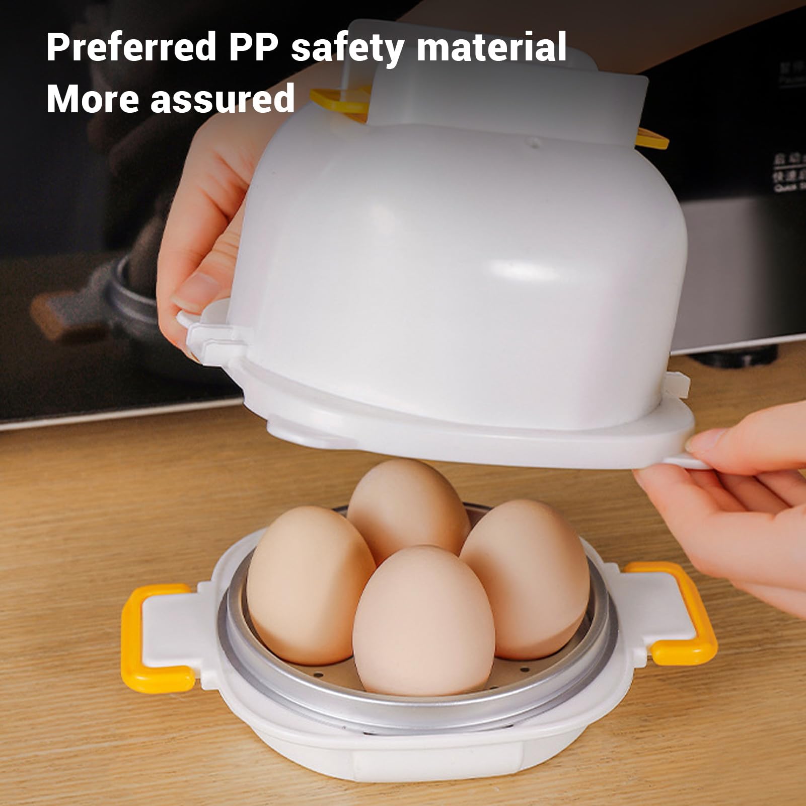 Cuociuova Microonde 4 Uova TOWEBOORY - Bollitore A Vapore In PP E Alluminio Per Colazione Rapida - Foto 11