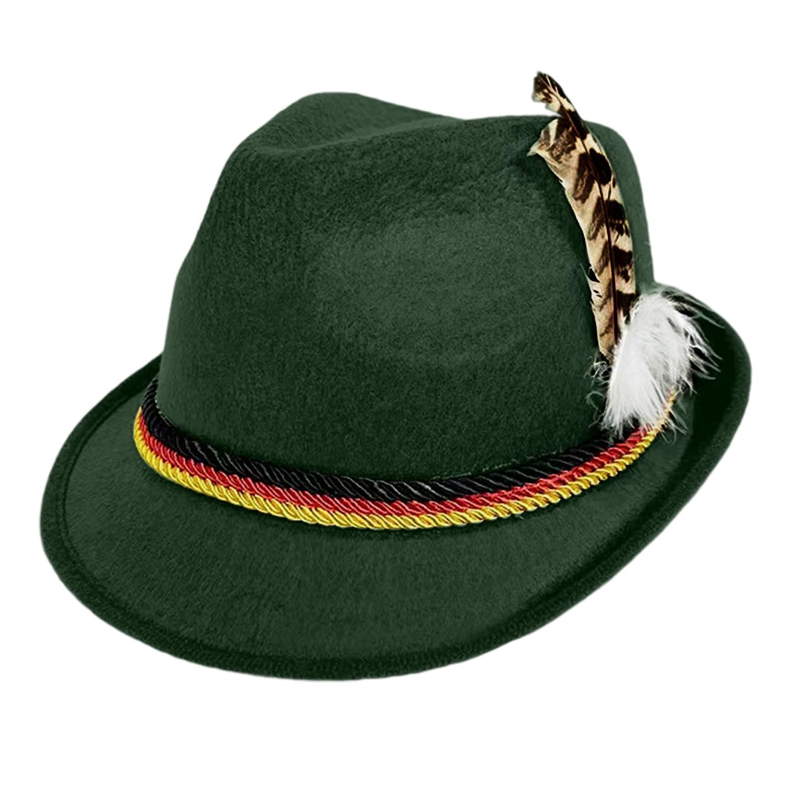 Traditional Oktoberfest Hat Brown German Bavarian Hat with Feather, Adult Fancy Dress Accessory for Men & Women, Ideal for Oktoberfest & Theme Parties