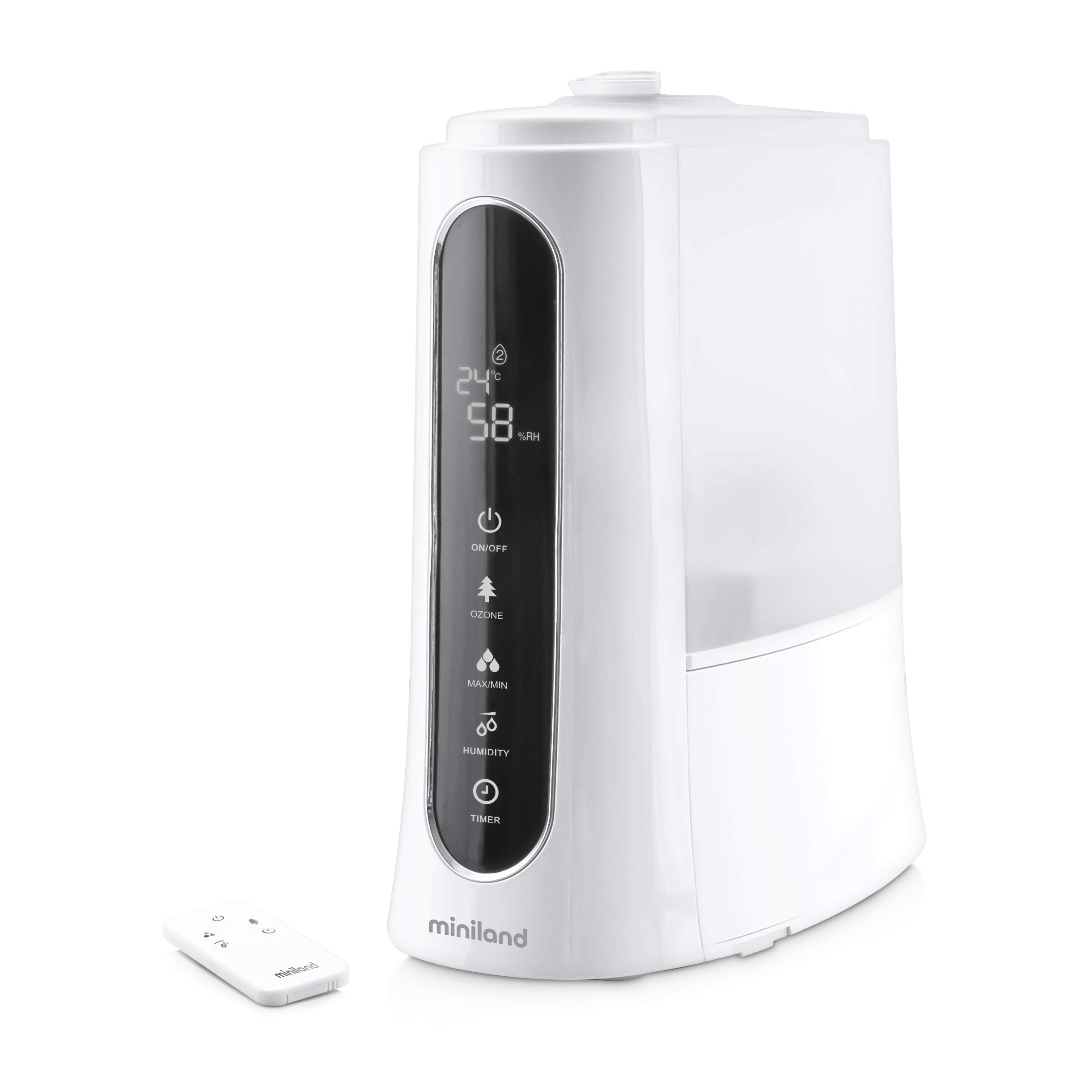 Miniland Humitouch Pure - Humidificador Ultrasónico Programable, com Ozonizador y Aromaterapia, más de 50 Horas de Autonomía, Capacidad 5L