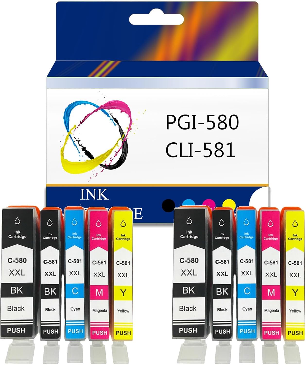 POYRAZ for Canon PGI-580 XL CLI-581 XXL Ink Cartridges,Work for Pixma TR7550 TR8550 TS6150 TS6151 TS6250 TS6251 TS8150 TS8151 TS8152 TS8250 TS8251 Printers (5 Pack) 2 Sets