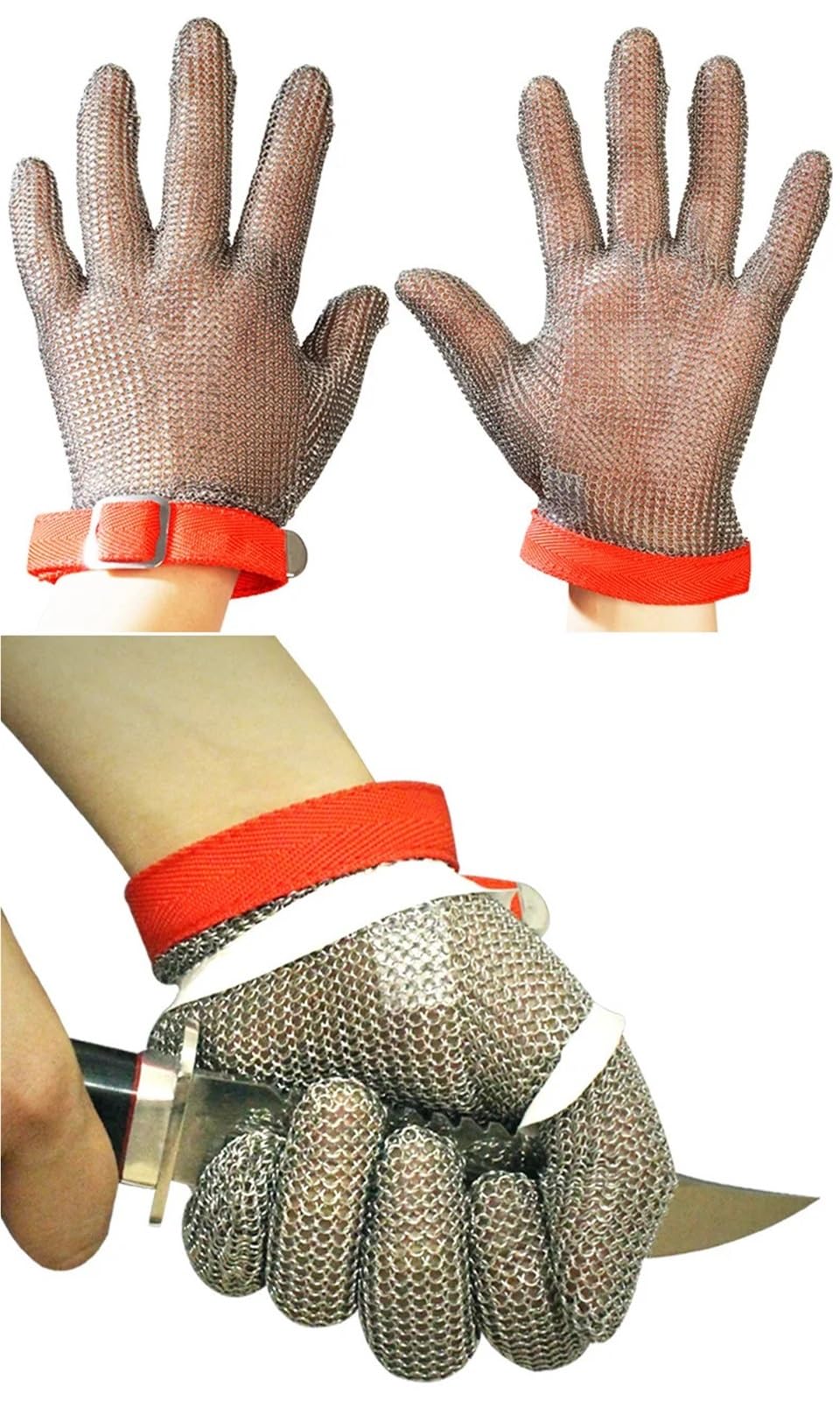 Schnittschutzhandschuhe, Schneidehandschuhe aus Edelstahl 304, Schutzklasse 5, Arbeitsschutz, 1 Stück(M-23)