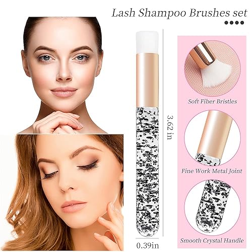 Miniatura 2 de MyAoKuE-UP Cepillo de champú de pestañas de cristal, cepillo de limpieza de pestañas, brochas de maquillaje suaves para limpieza de extensiones de