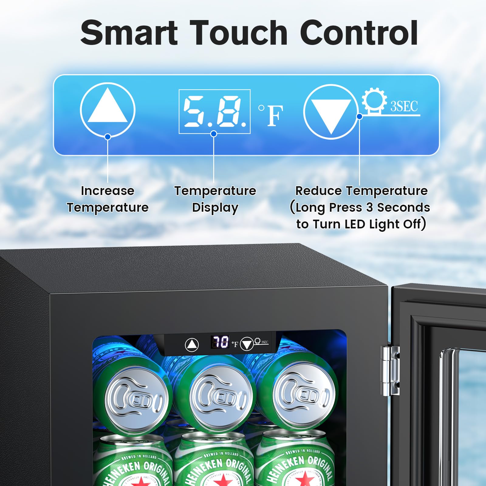 Electactic 24 Cans Beverage Refrigerator Cooler, Mini Fridge Countertop Drink Cooler For Soda, Canned Beer, Adjustable Digital Temperature Control For Home Dorm Office, Black on Fridge.com - View 5