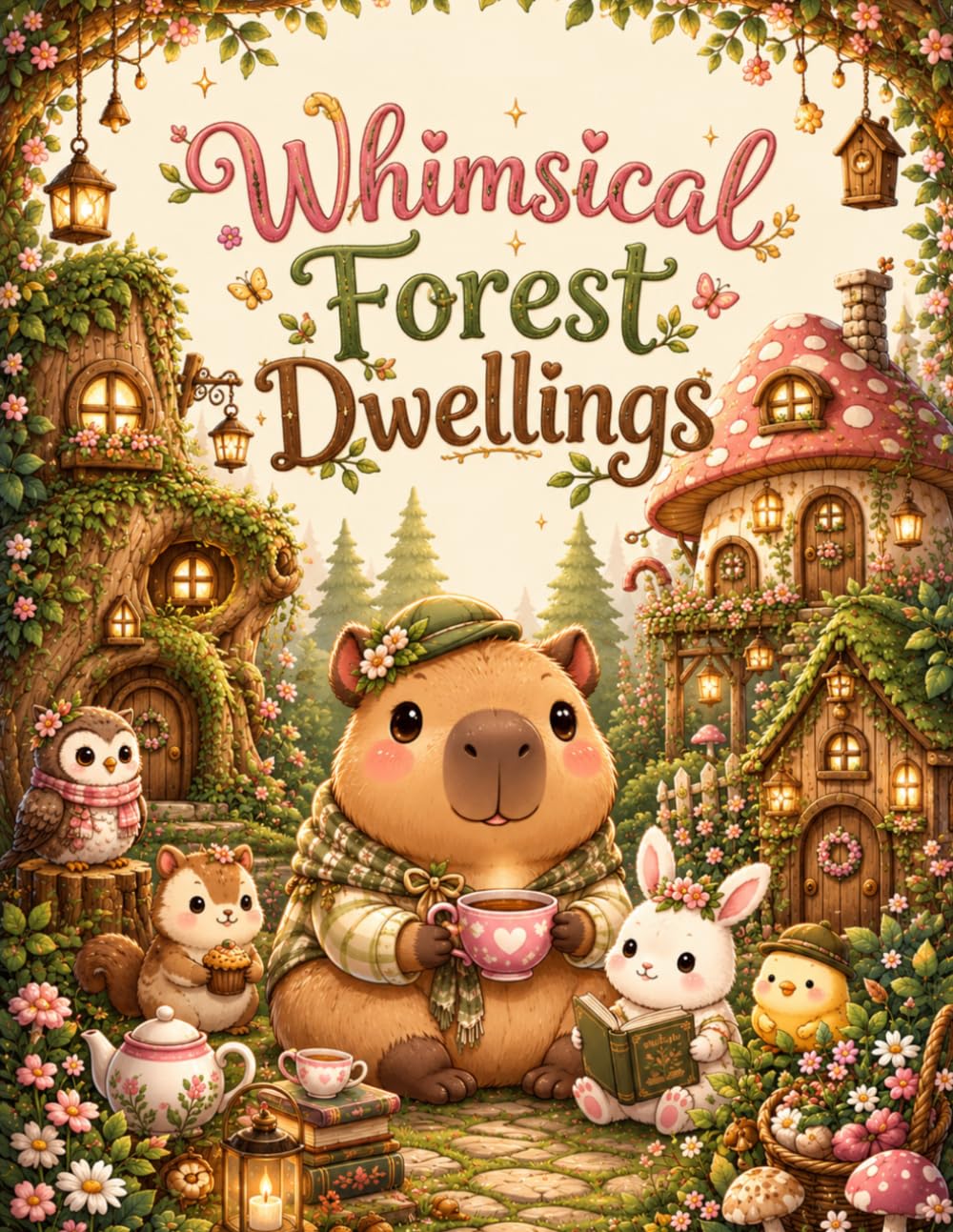 Whimsical Forest Dwellings: A Cozy Cottagecore Coloring Book with 40 Magical Forest Homes, Mushroom Cottages, Treehouses, and Fairy Hideaways (Cozy Animal Town)