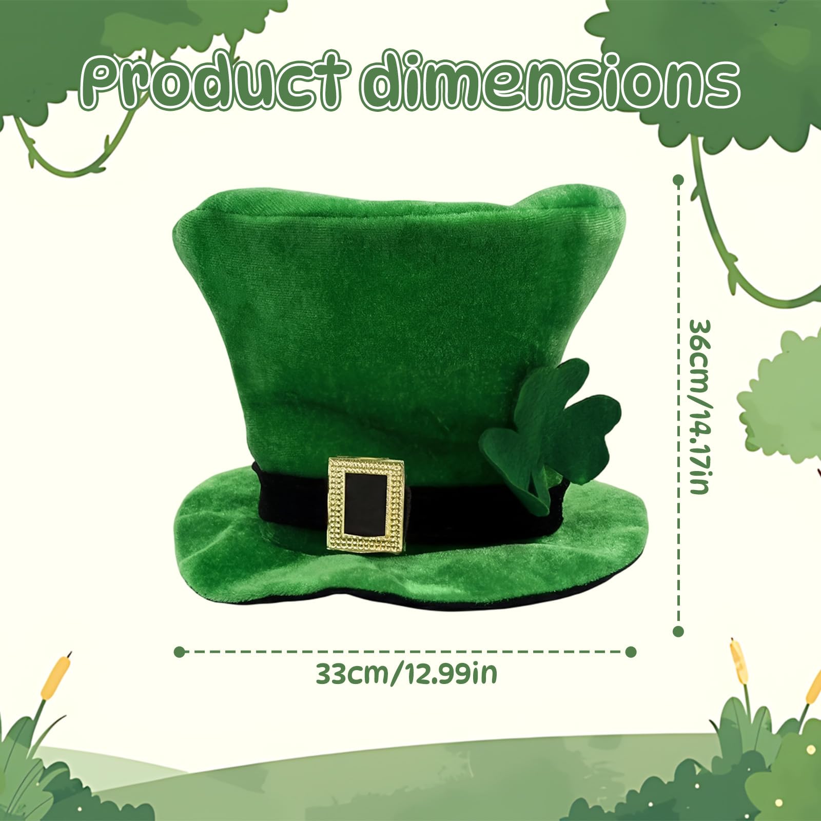 Atomvia 5Pcs Green Leprechaun Costume Set for Men, St Patricks Day Outfits with Velvet Top Hat, Beard, Bow Tie, Buckle Belt - Image 2