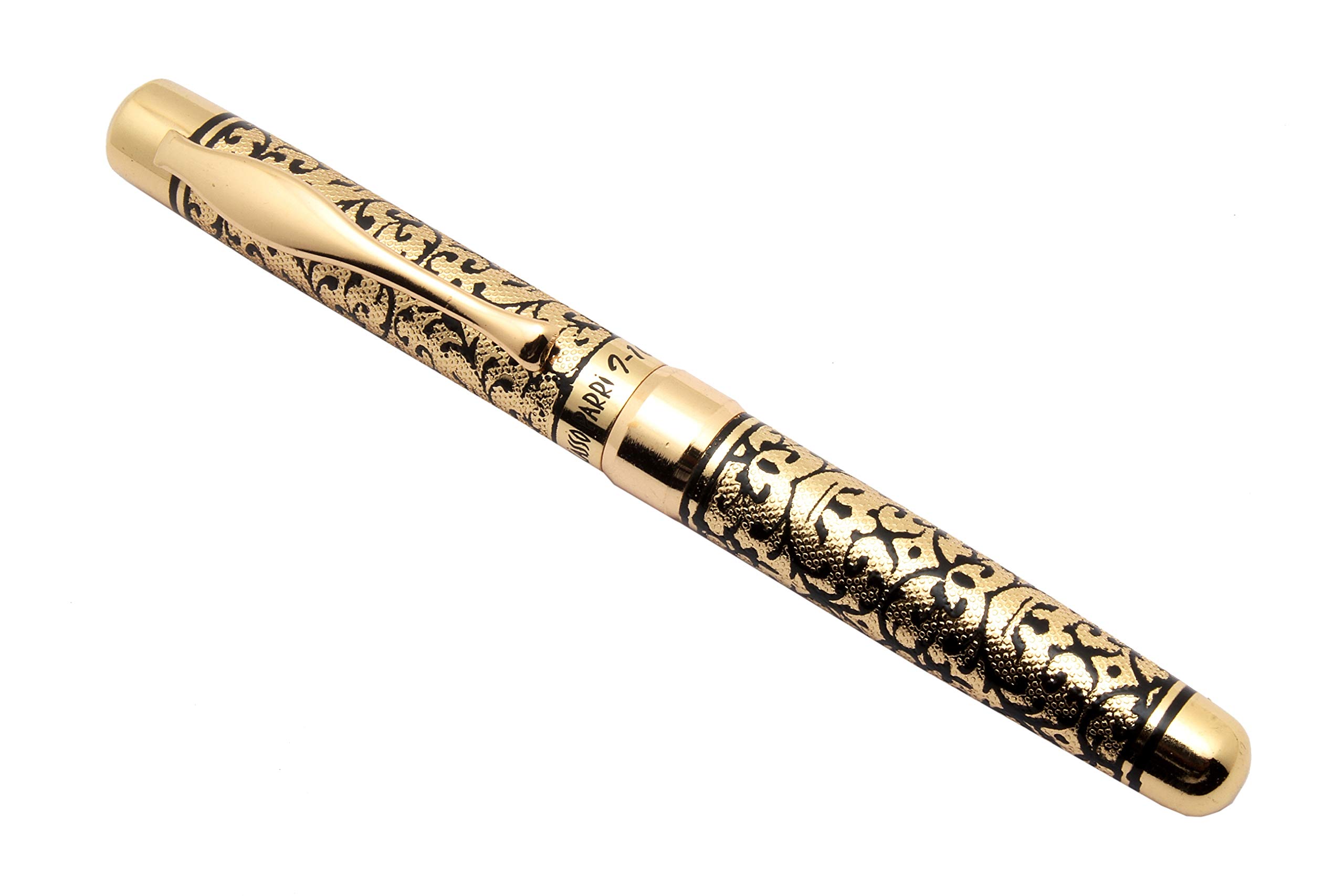 Ledos i10 Mini 24 CT Gold Plated Ballpoint Pen Black Flowers Design Work