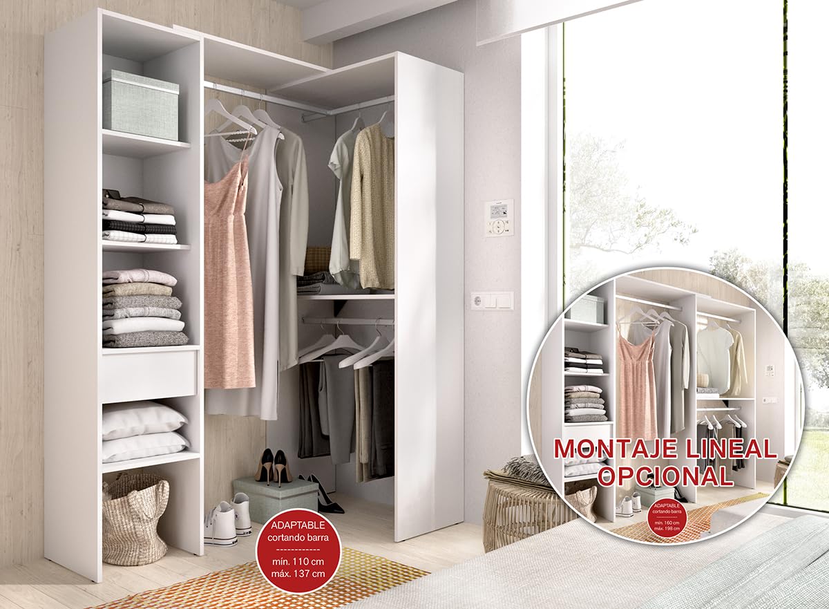 PEGANE Armoire Dressing Double en Bois mélaminé Coloris Blanc - Longueur 98 x Profondeur 41 x Hauteur 187 cm