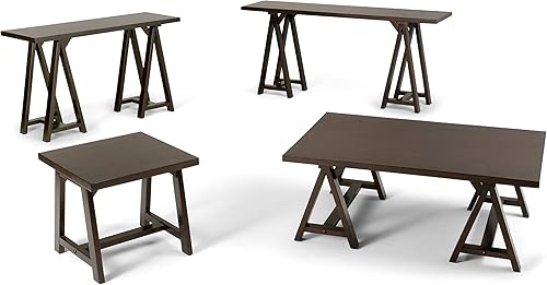 Miniatura 63 de SIMPLIHOME Sawhorse - Mesita de noche de madera maciza de 24 pulgadas de ancho, moderna, industrial, color gris envejecido, para sala de estar y