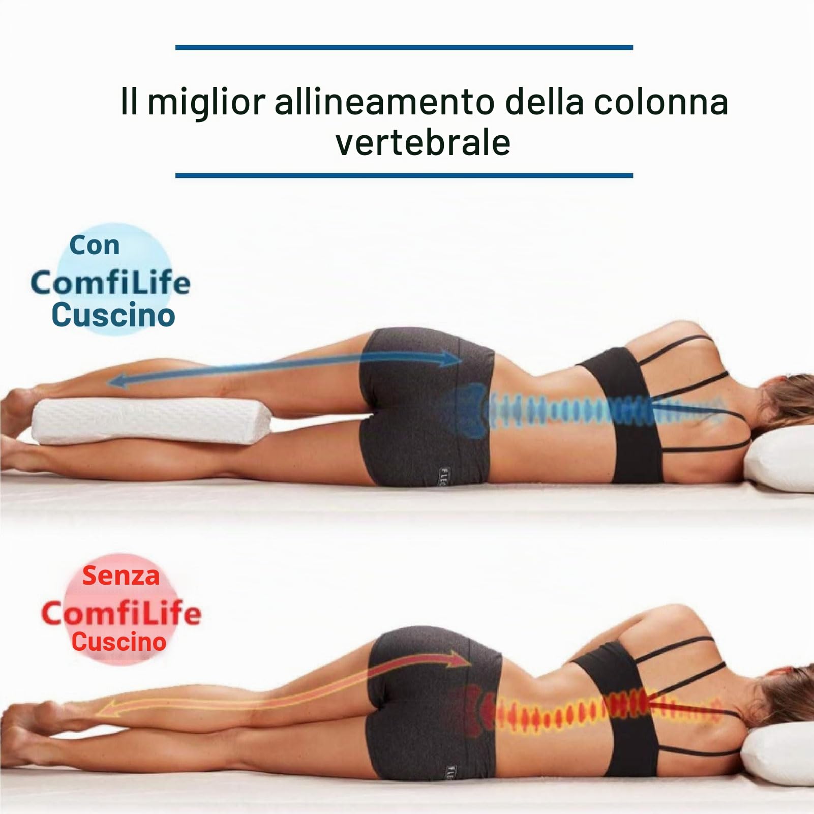Cuscino per Ginocchia, Cuscino Semi-rotolo Memory Foam Cuscini per Gambe Cuscino di Supporto Lombare Cuscino a Mezzaluna per Gambe, Ginocchia, Parte Bassa della Schiena, Testa