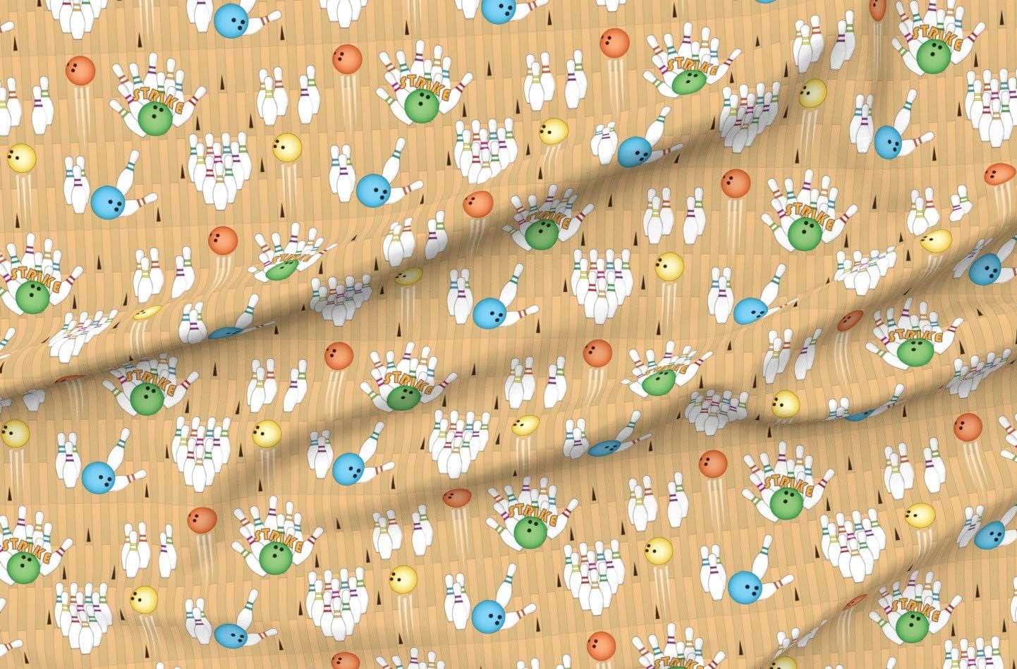 Spoonflower Fabric - Bowling Pins Sports Balls Sport Stripes Dots Whimsical Printed on Minky Fabric by The Yard - Sewing Baby Blankets Quilt Backing Plush