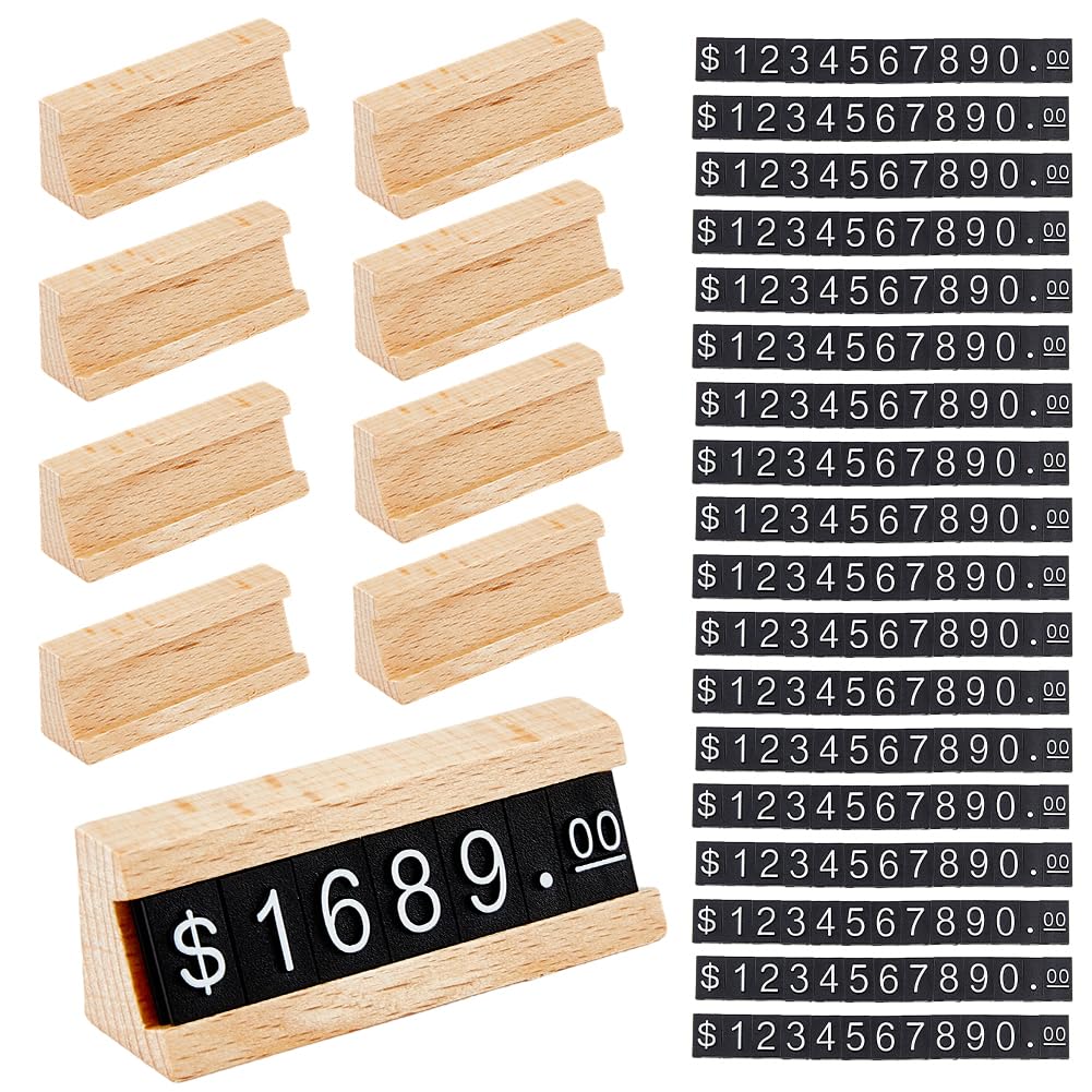SUPERFINDINGS 10 soportes de madera ranura 12 mm etiquetas precio ajustables mostradores boutique