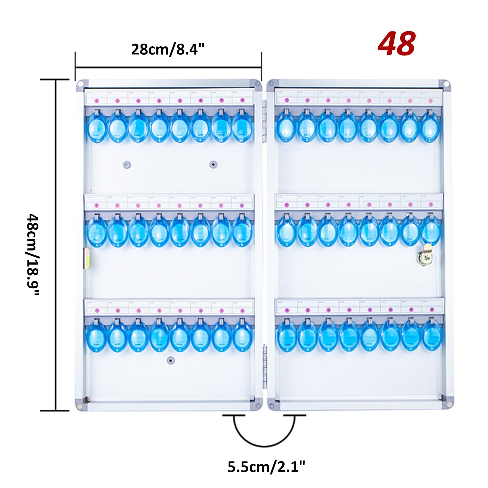 Armario de metal seguro para llaves con cerradura y etiquetas, solución ideal para guardar llaves para escuelas y bienes raíces, dimensiones: 48 cm, protege tus llaves de manera eficiente