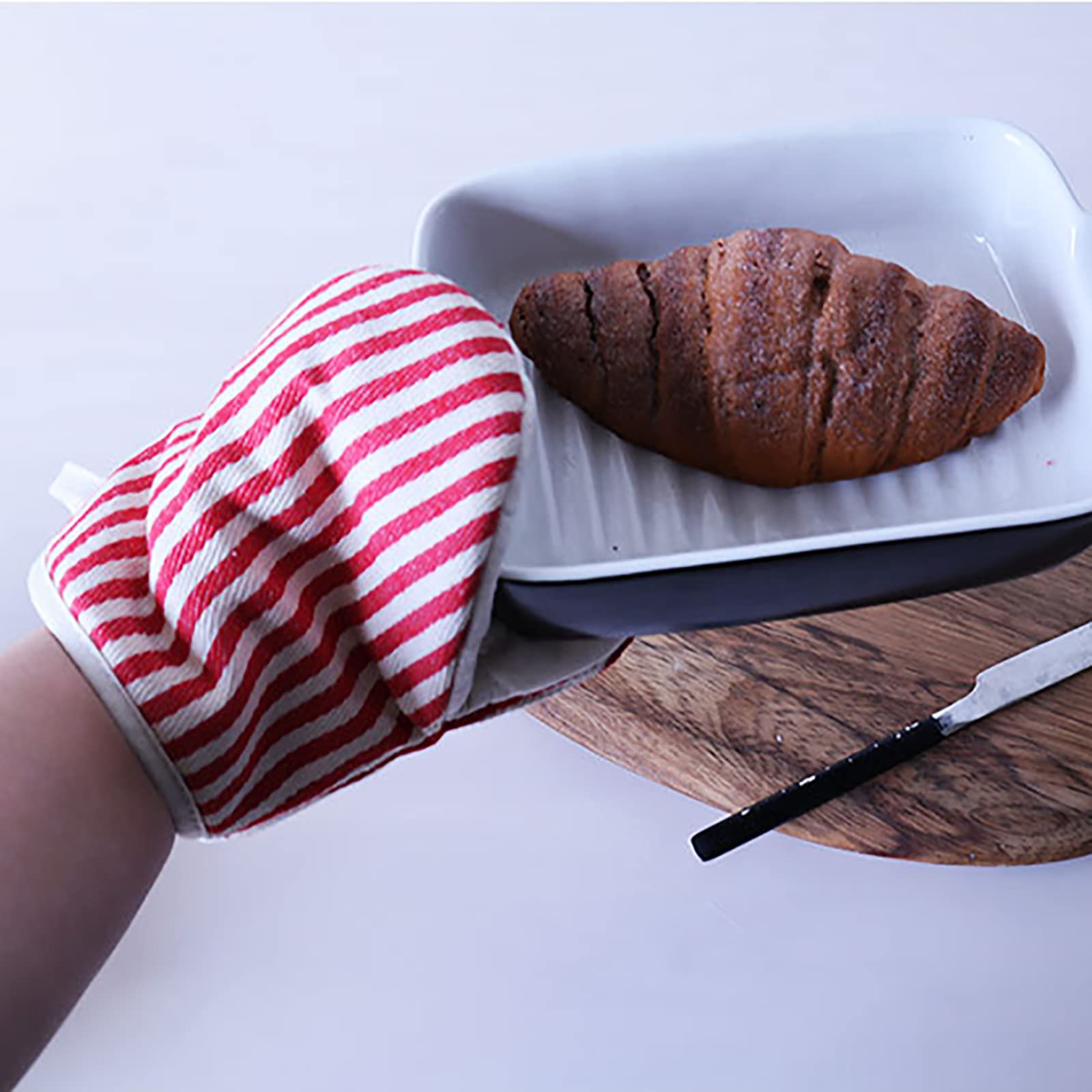 Mini guantes de horno para cocinar, manoplas para hornear, guantes de horno resistentes al calor con lazo para colgar, parrilla, barbacoa, cocina, cocina, hornear, azul, talla única