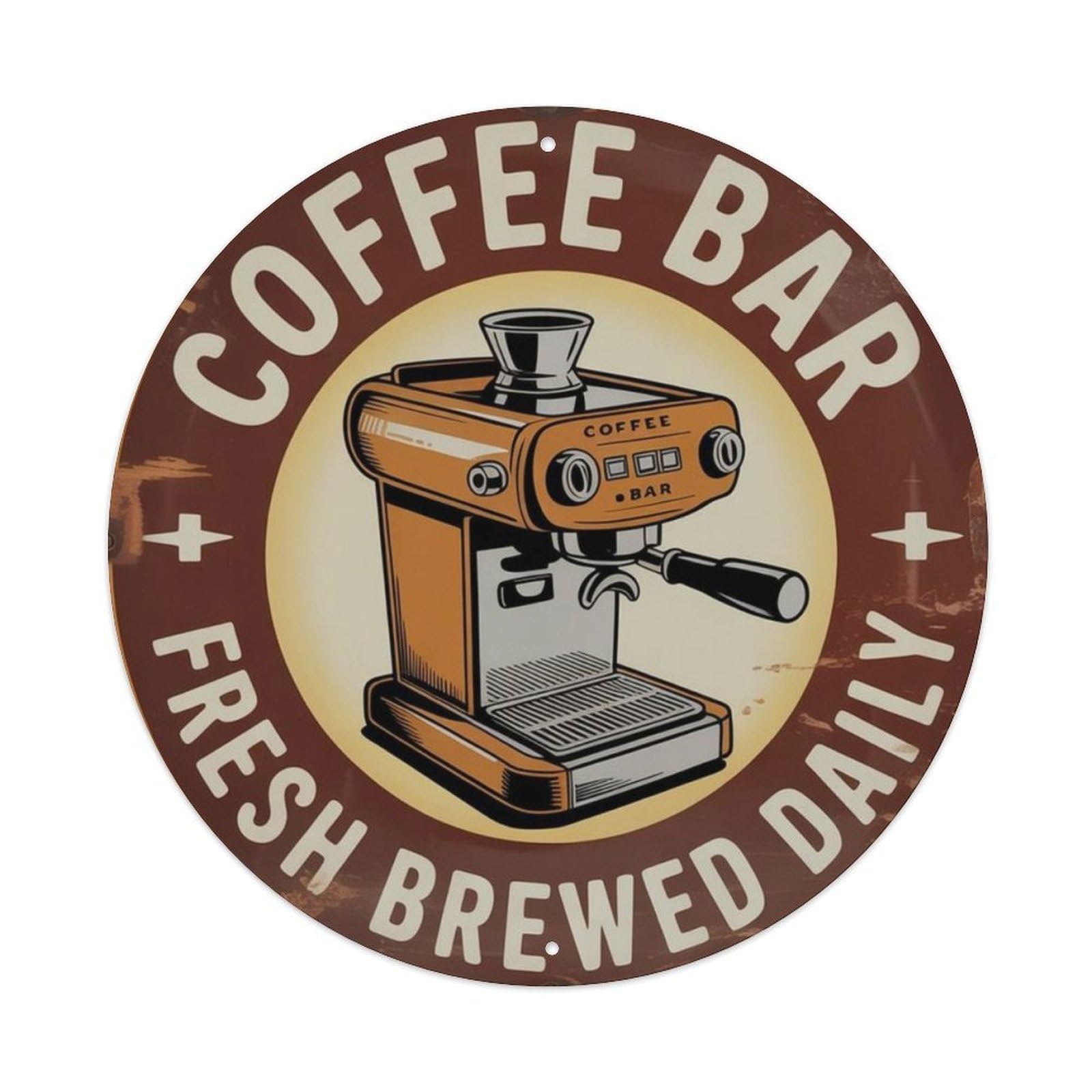 Coffee Bar Fresh Brewed Daily Metal Tin Sign Plaque