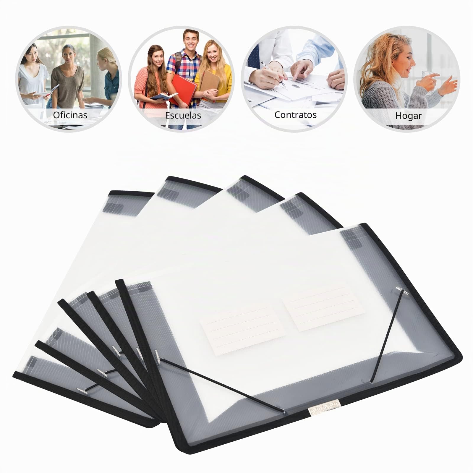 Carpeta de archivos expandible organizador de documentos con solapa y cierre de cable, transparente impermeable, expansión de 2,8 pulgadas, letra A4 para organización, paquete de 5