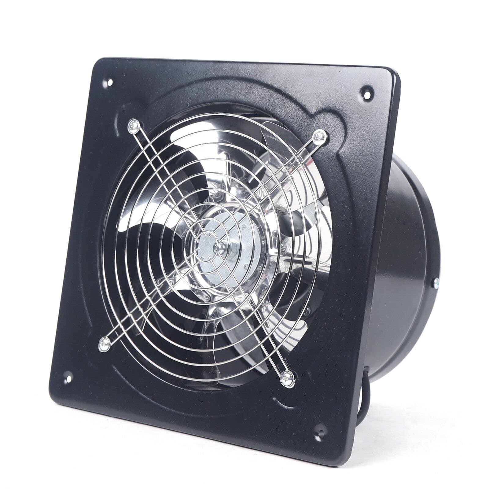Kwadratowy wentylator ścienny 25 x 25, 220 V, 80 W, 2800 obr./min, z zaworem zwrotnym, wlot rurowy, wentylator wylotowy ze stalowym ostrzem, do odsysania powietrza w pomieszczeniach