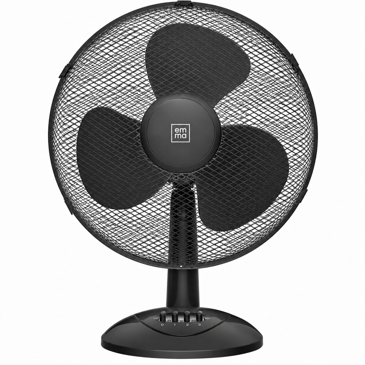 Genérico EMMA Tischventilator, sehr leise, Versand 24 Stunden, 45 W, geringer Stromverbrauch, hohe Leistung in 3 Geschwindigkeiten, verstellbare Höhe, 3 Doppelflügel, Sockel, leicht und robust (B